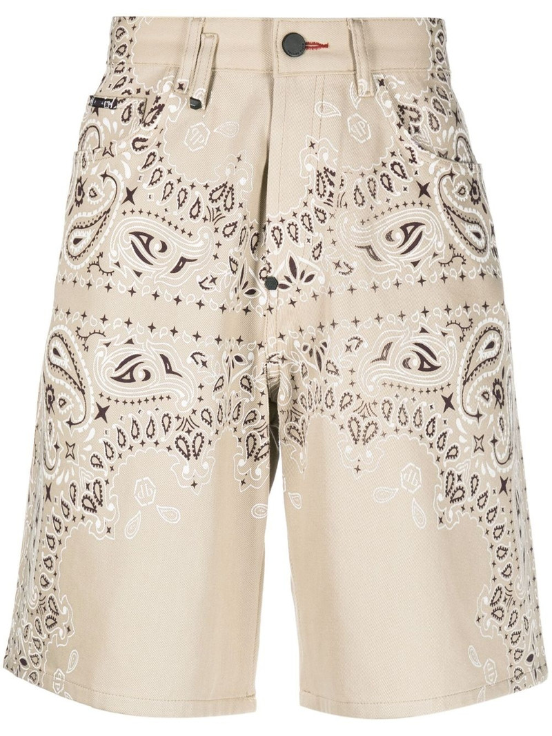 bandana-print denim shorts 1