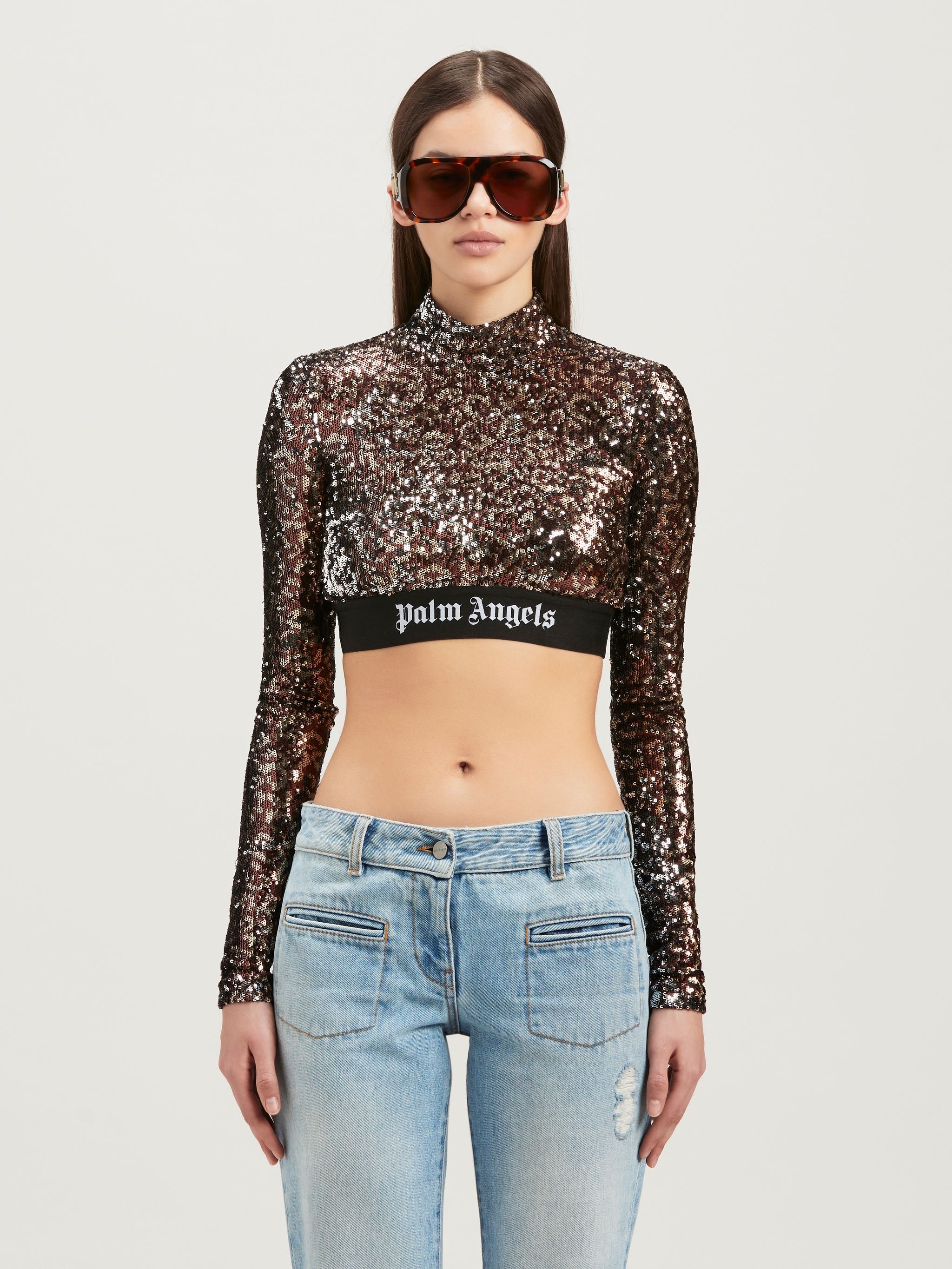 Logo Tape Sequins Top - 3