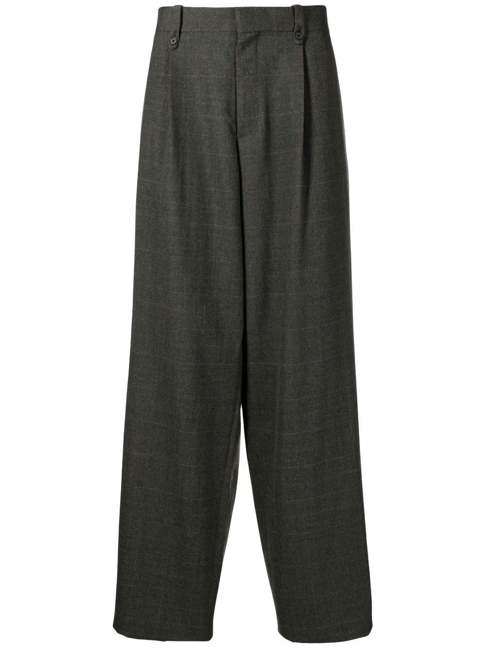 check-pattern wool trousers - 1