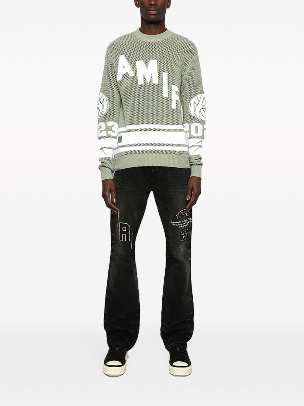 logo-patch distressed jeans - 2