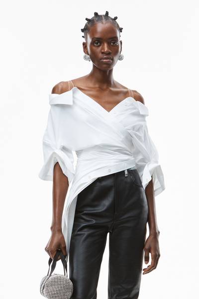 Alexander Wang DECONSTRUCTED TOP IN CRUSHED COTTON outlook