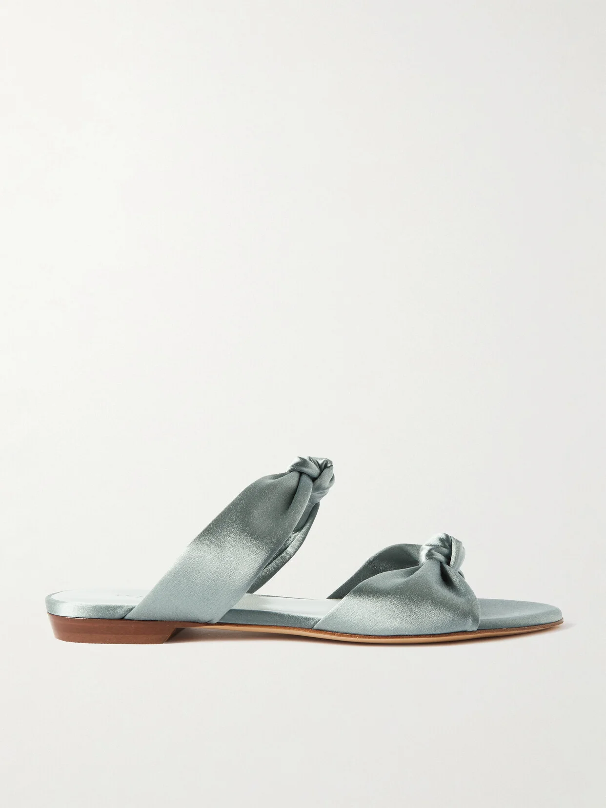 Knot Flat Satin Sandals - 1