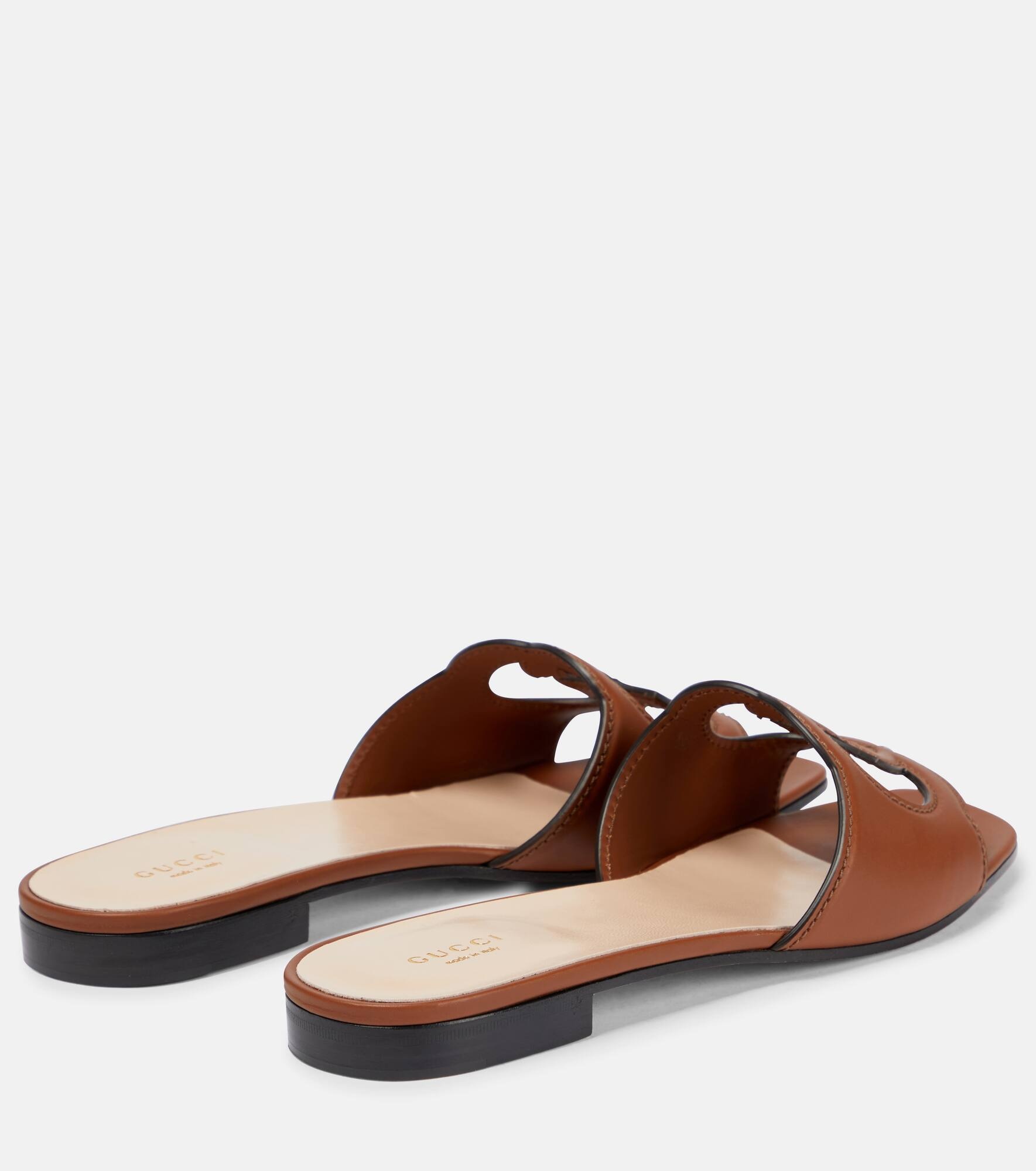 Interlocking G cutout leather sandals - 2