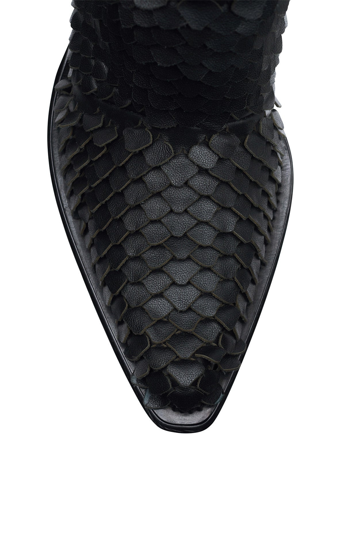 Capitana Cowboy Boot in Black Leather Snake Scales - 5