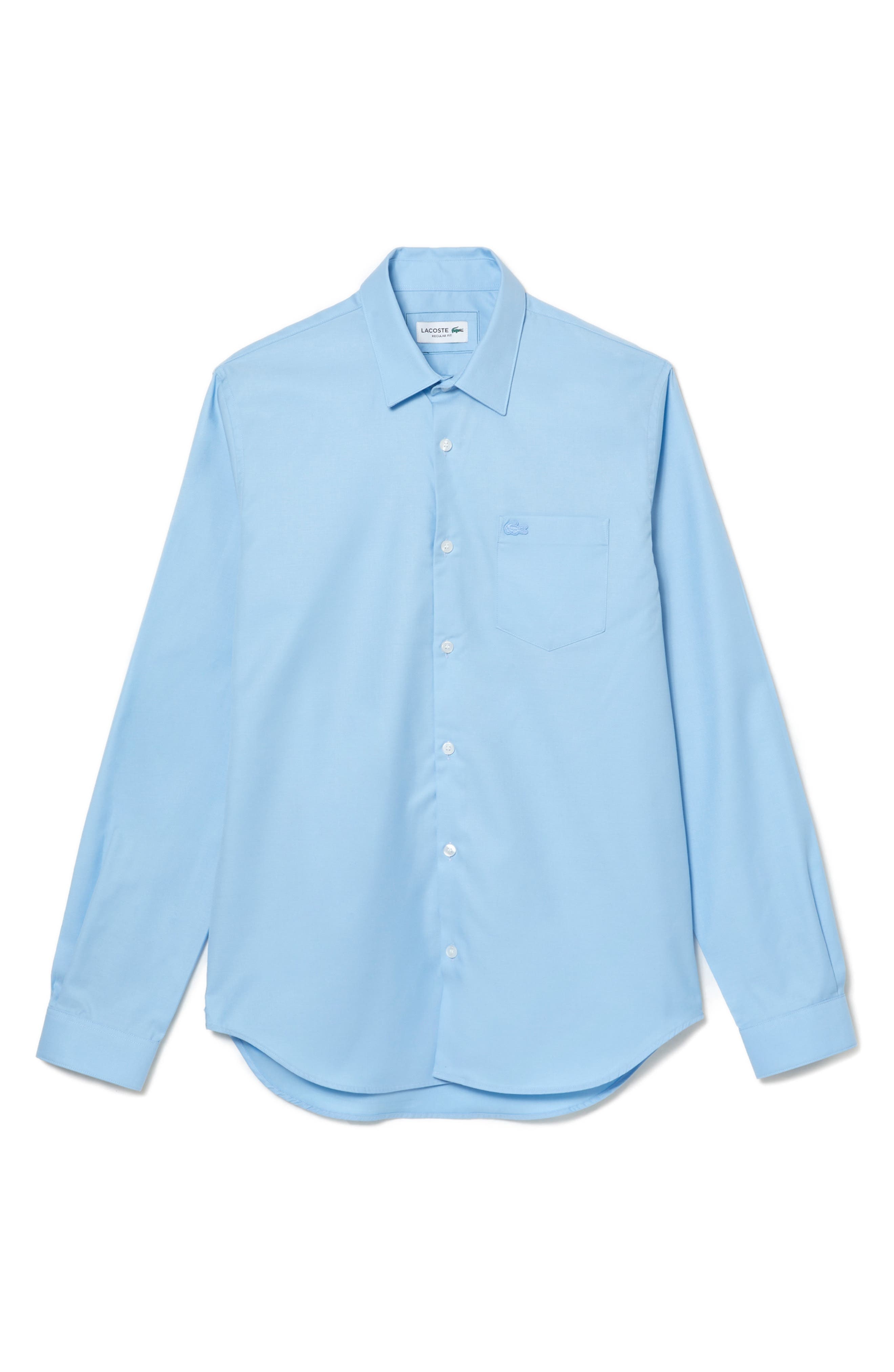 Regular Fit Solid Poplin Button-Up Shirt - 1