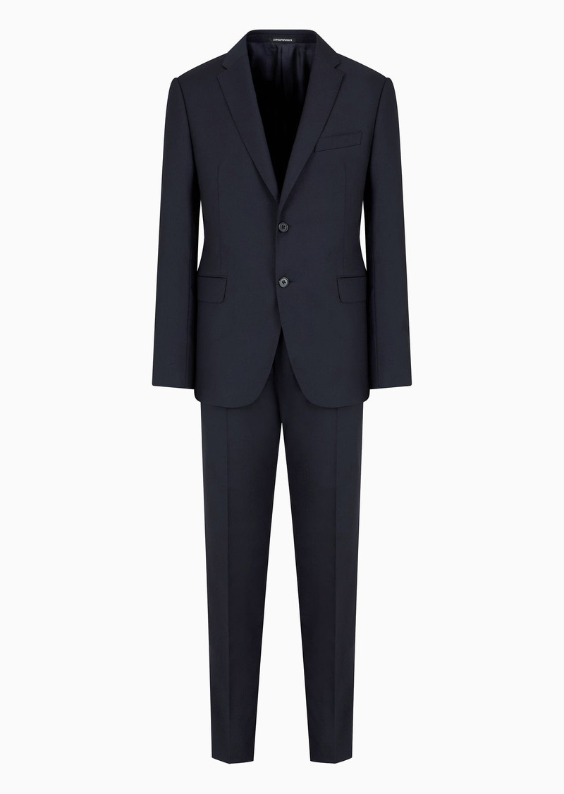 Slim-fit, single-breasted suit in tone-on-tone micro-striped virgin wool 1