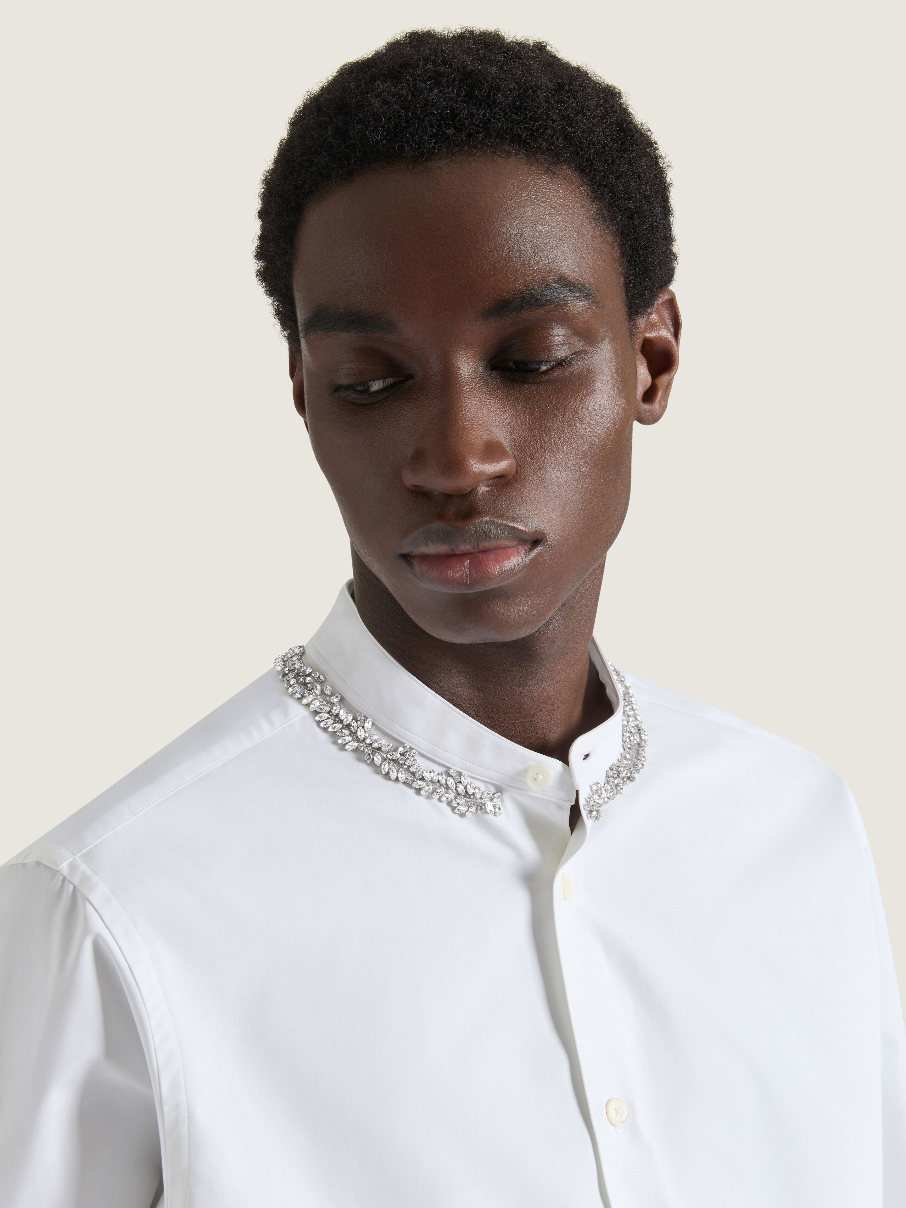 SHIRT IN COTTON POPLIN WITH CRYSTAL EMBROIDERY - 4