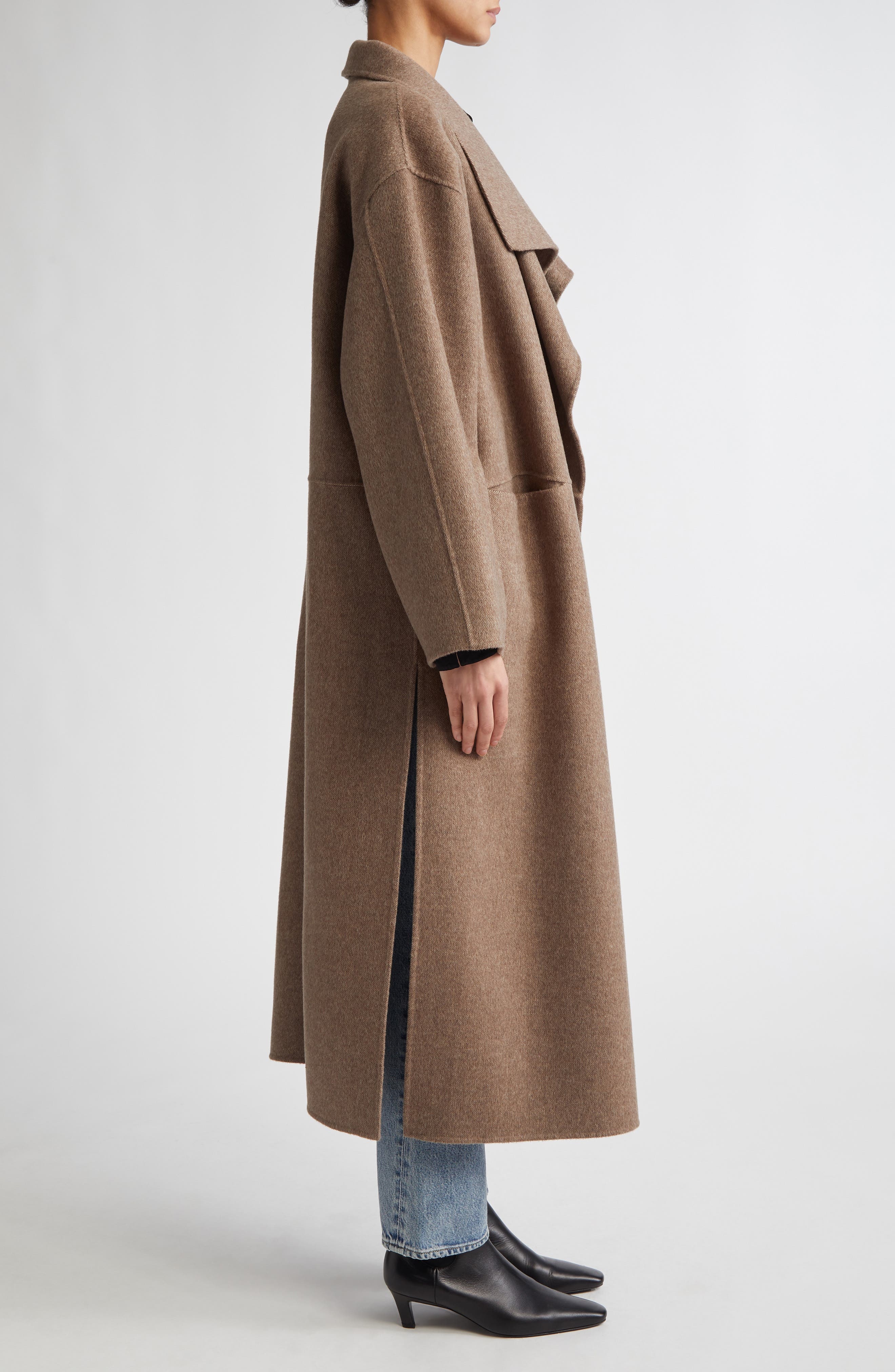TOTEME Signature Double Face Wool & Cashmere Coat in Oak Melange at Nordstrom - 5