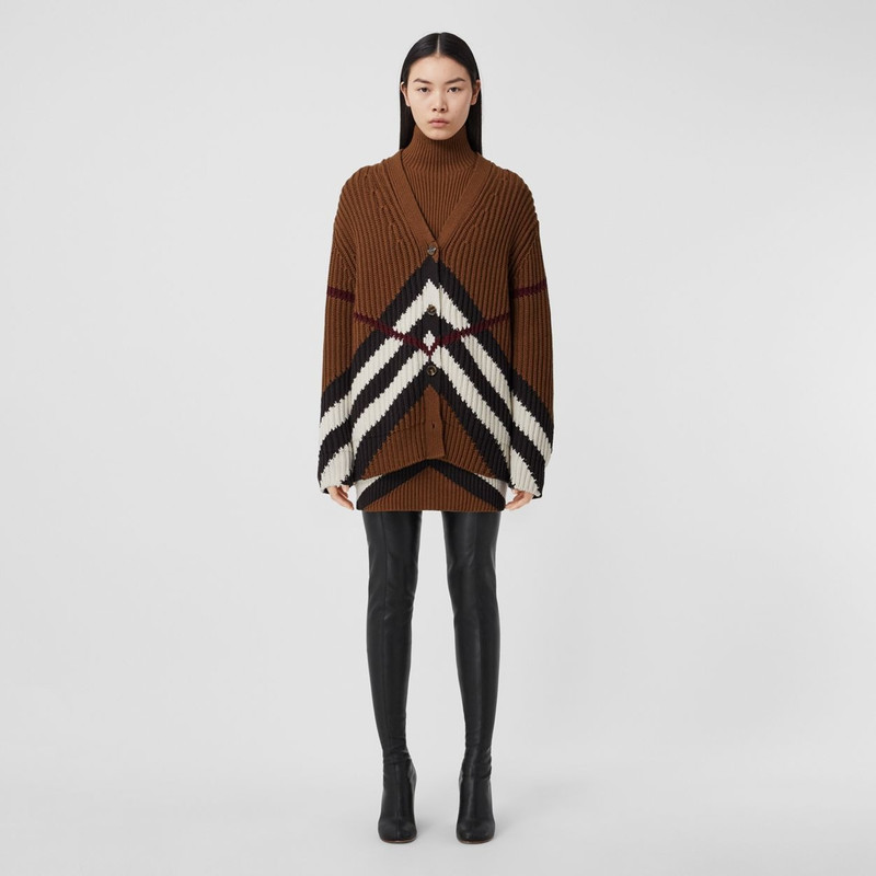 Burberry Chevron Check Cashmere Cotton Blend Mini Skirt outlook