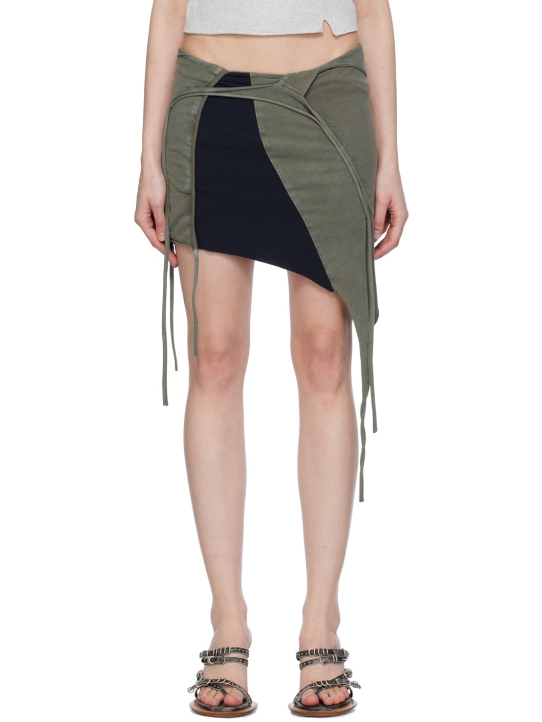 SSENSE Exclusive Taupe & Black Miniskirt - 1