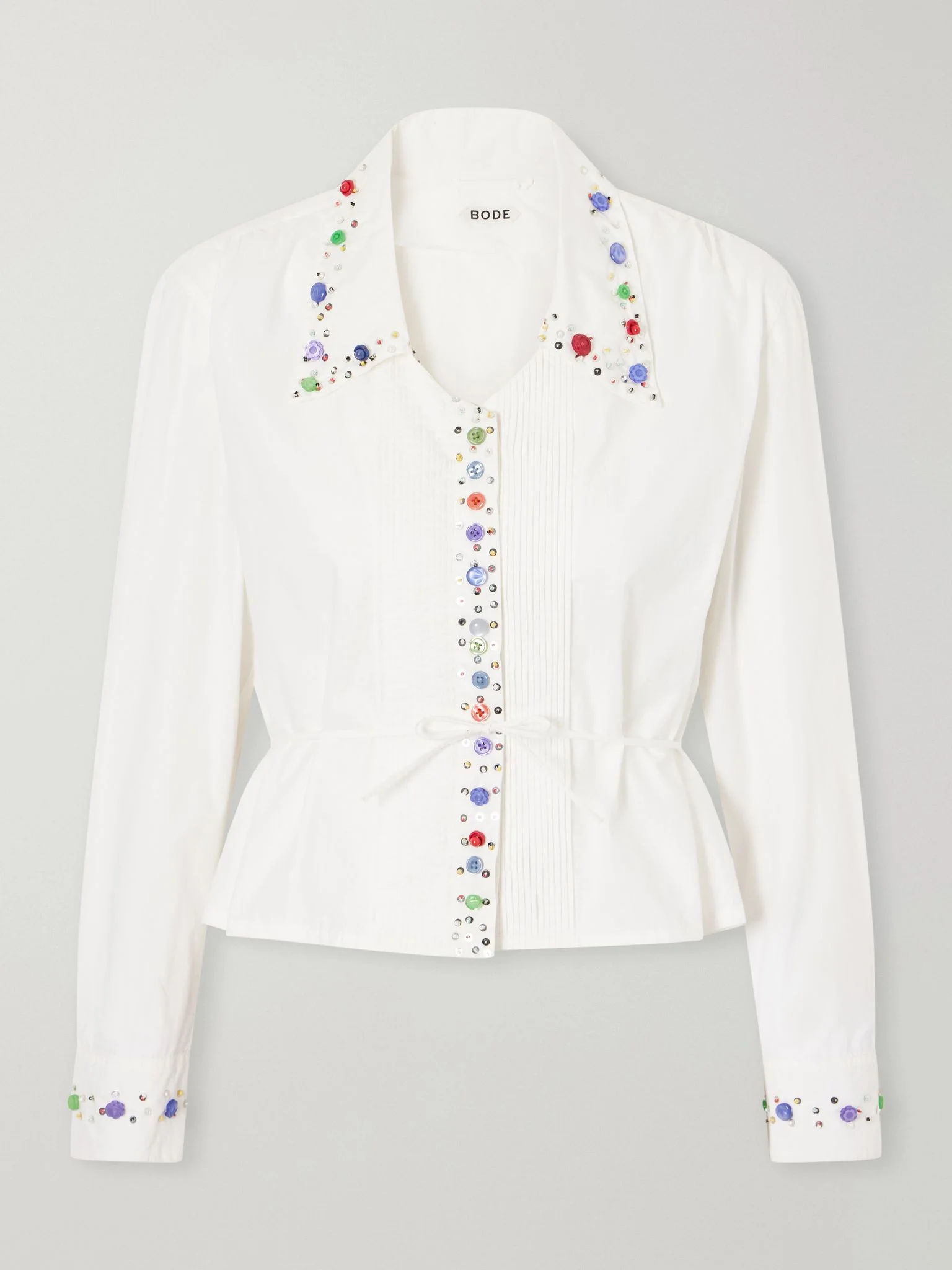 Button Jar embellished cotton blouse White - 1
