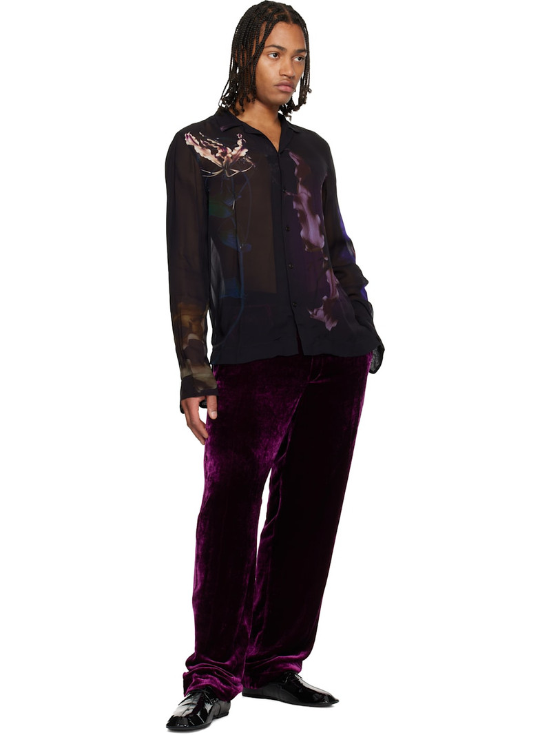 Dries Van Noten Purple Silk Velvet Trousers outlook