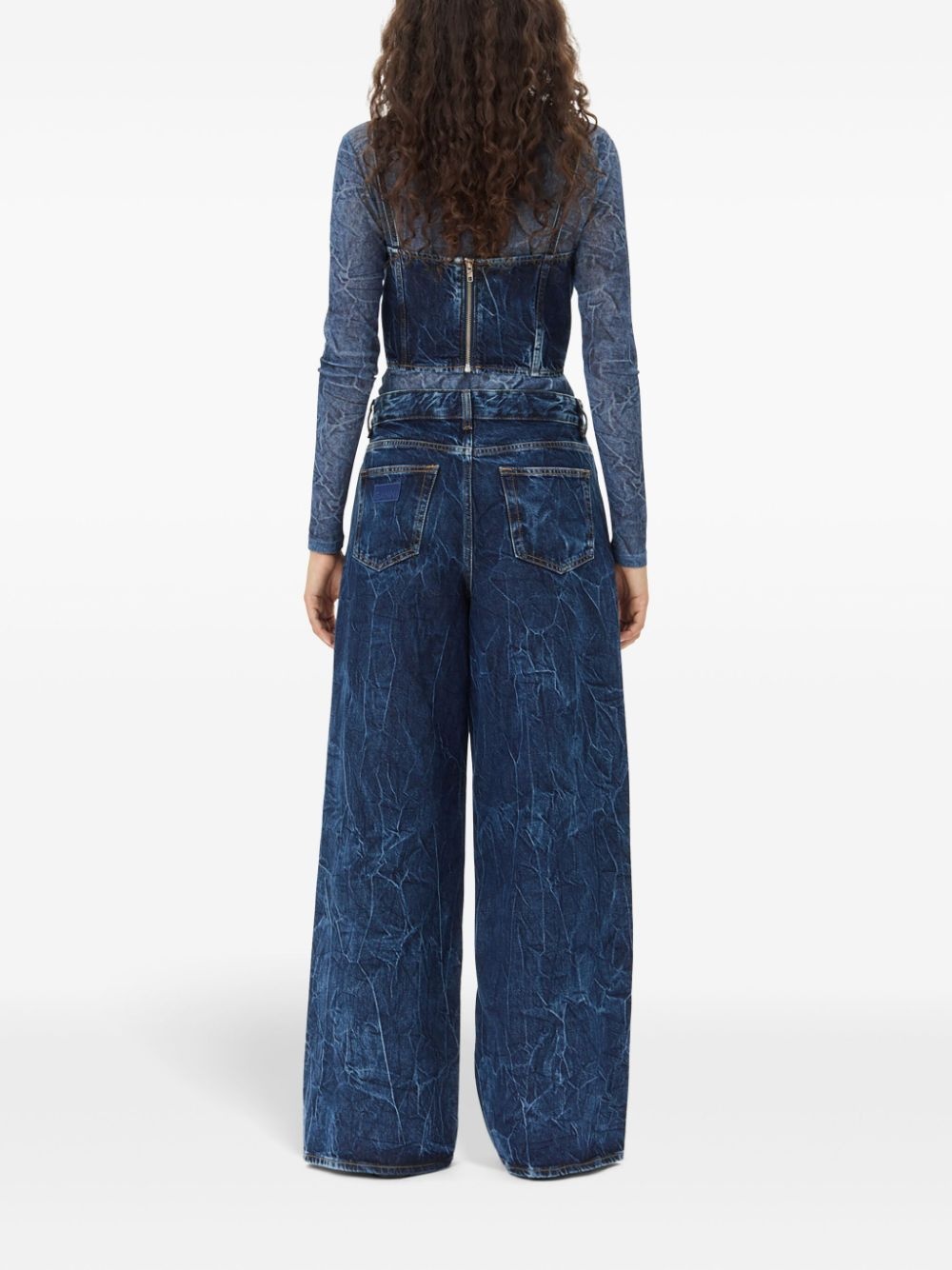 crinkled denim top - 4