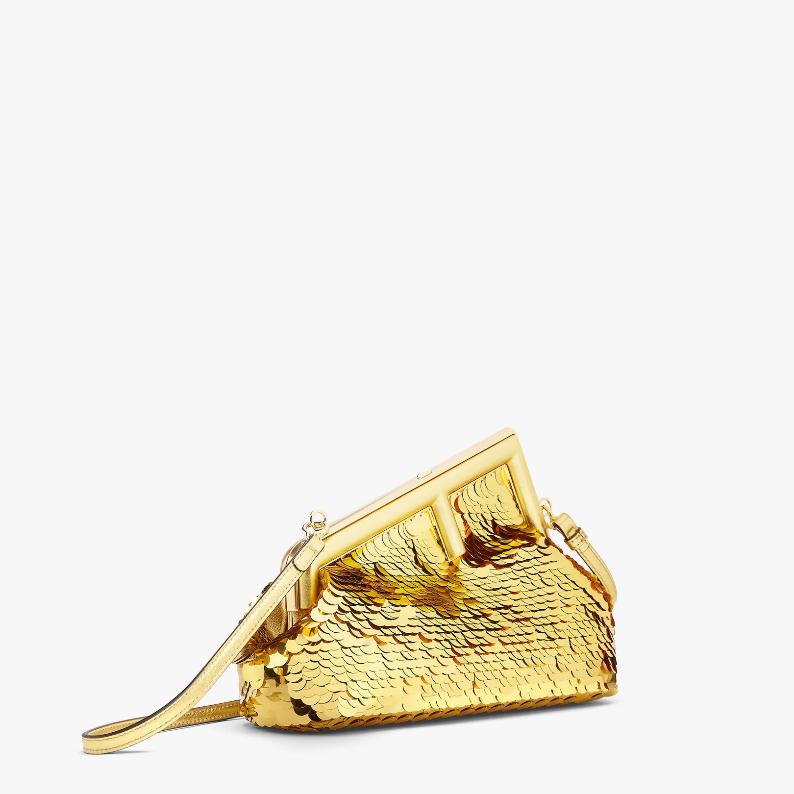 Gold-colored leather and sequinned bag - 2