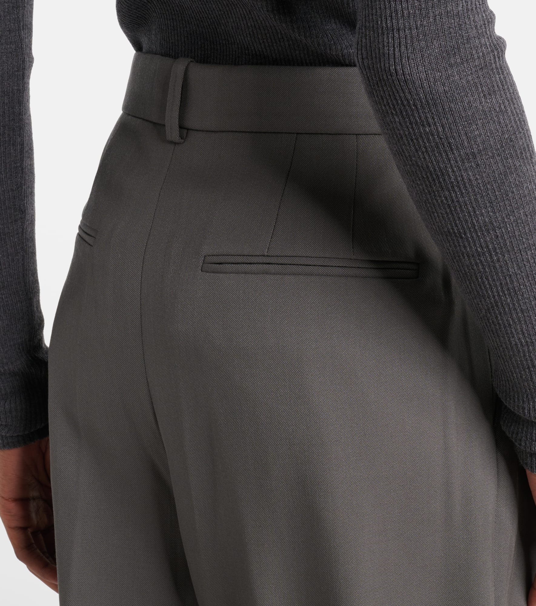 High-rise wool wide-leg pants - 6