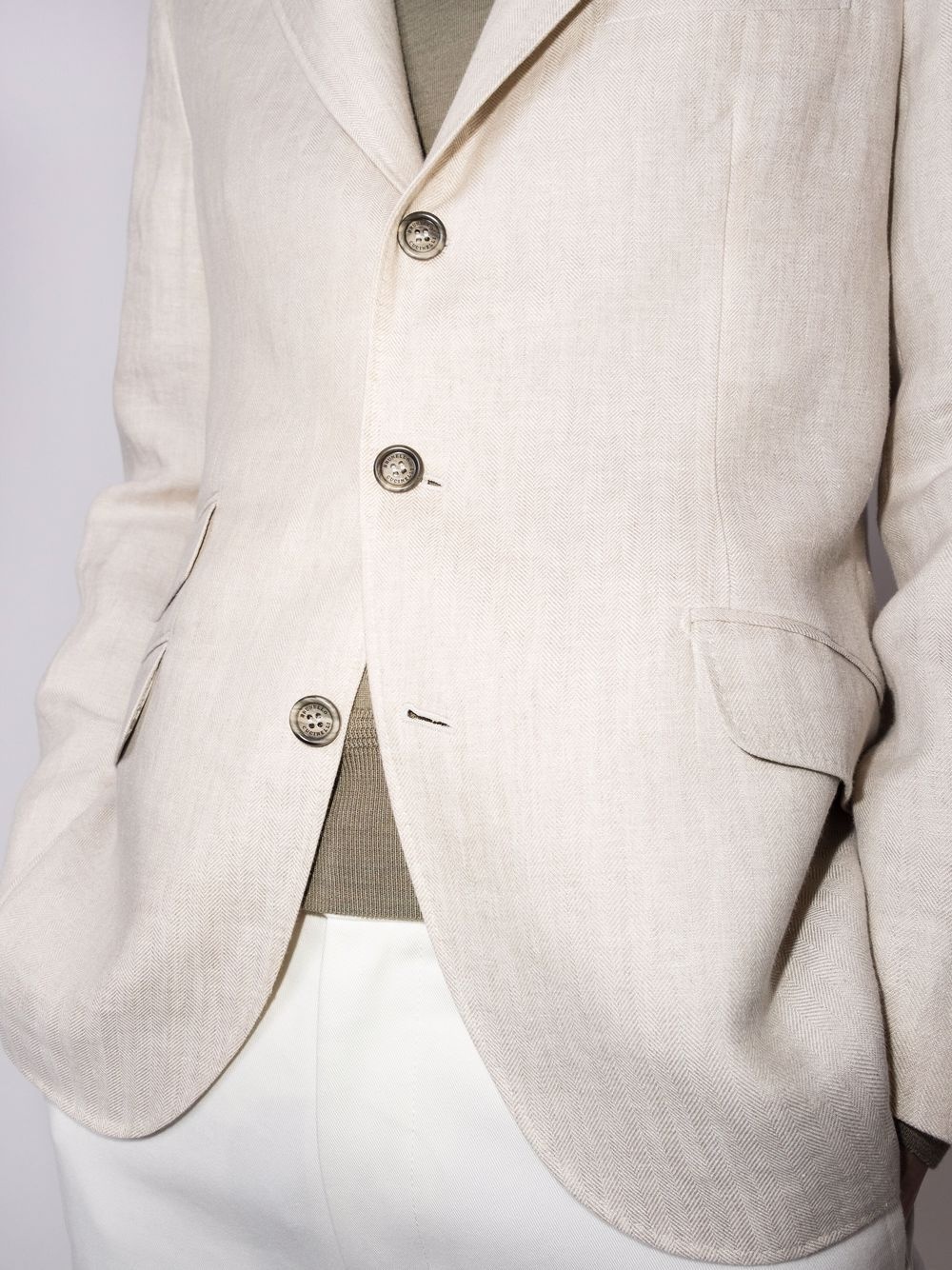 single-breasted linen blazer - 4