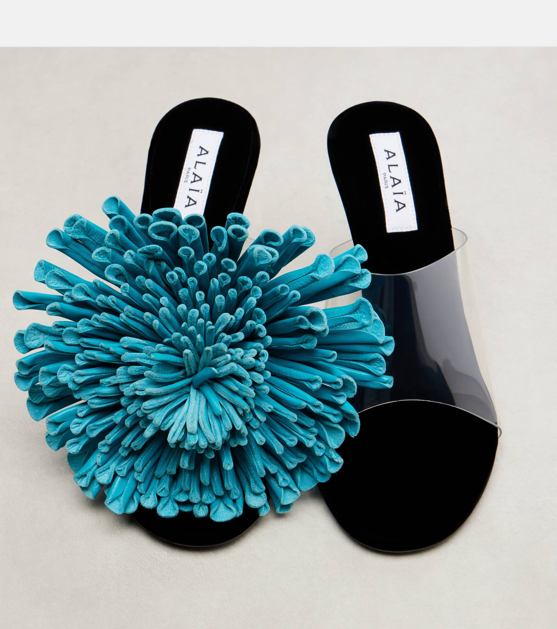 Dahlia 90 floral-appliqué leather and PU mules - 5