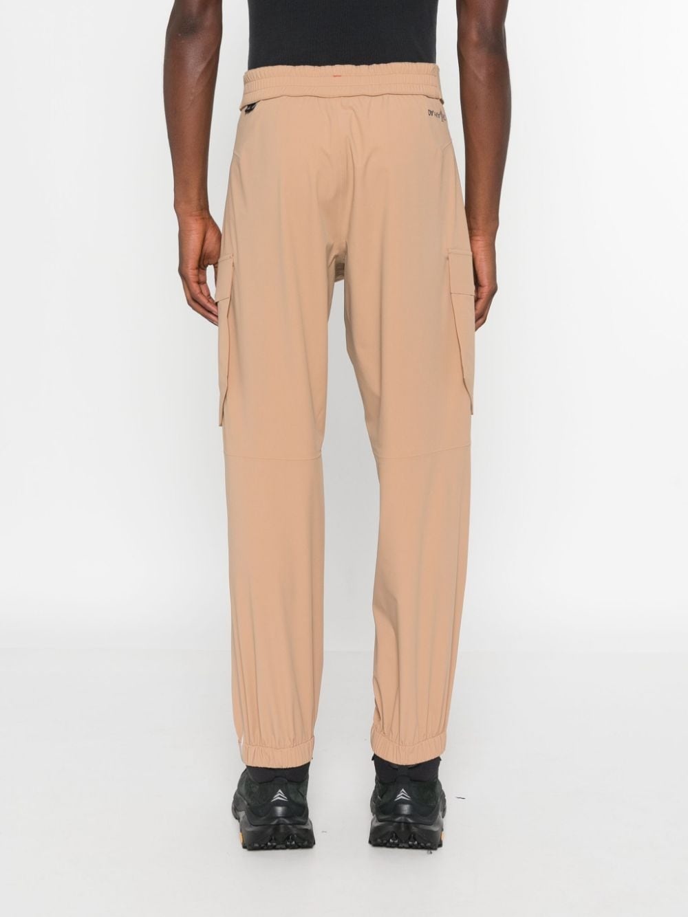 logo-lettering tapered trousers - 4