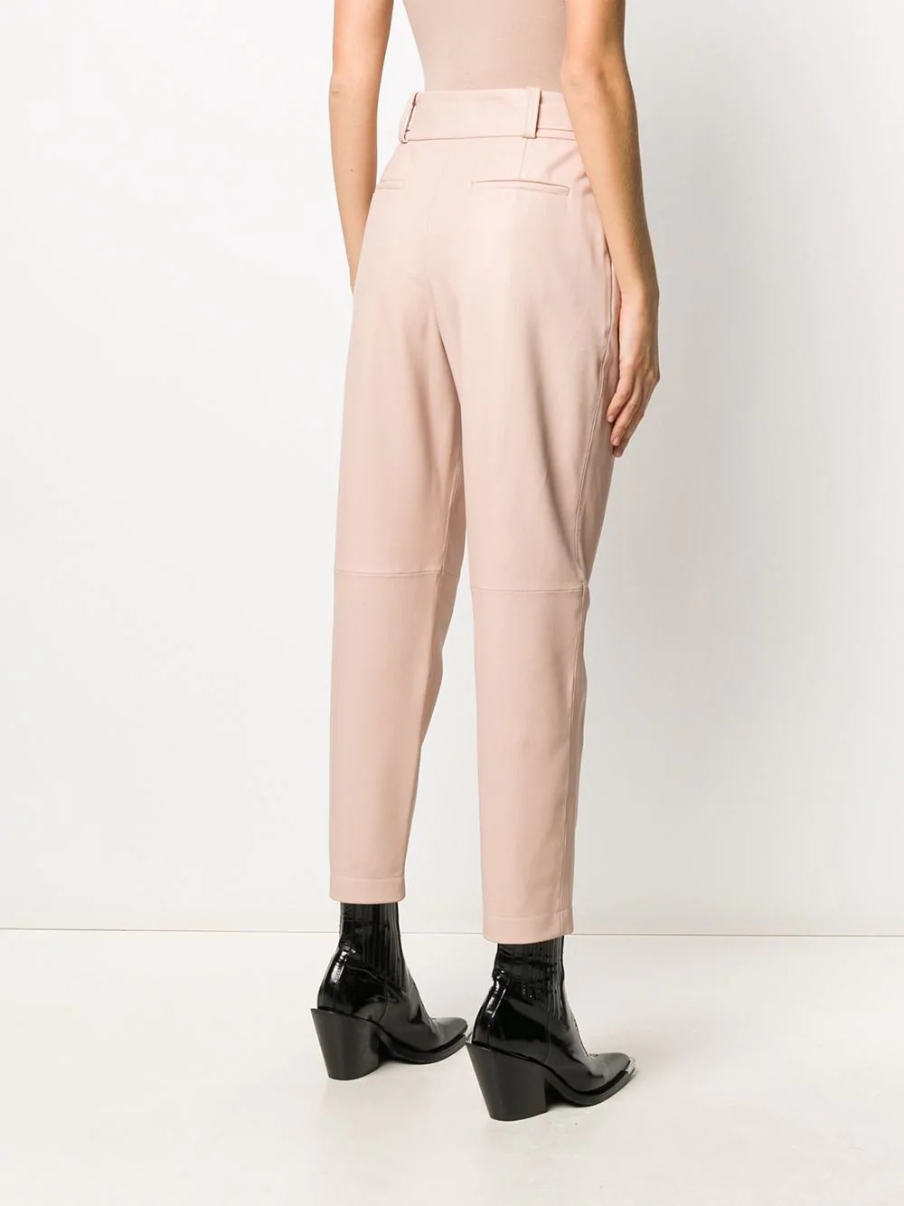 high-waisted leather trousers - 4