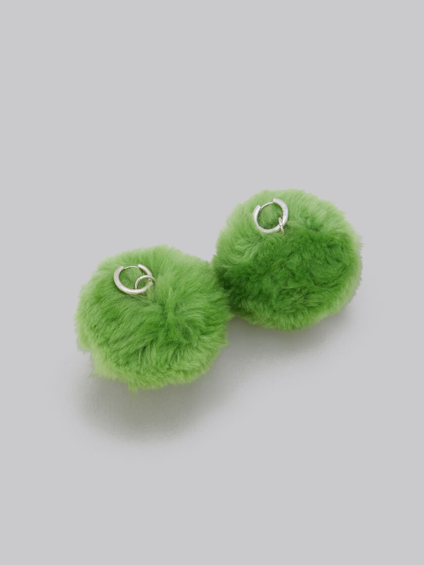 GREEN FLUFFY POM-POM EARRINGS - 4