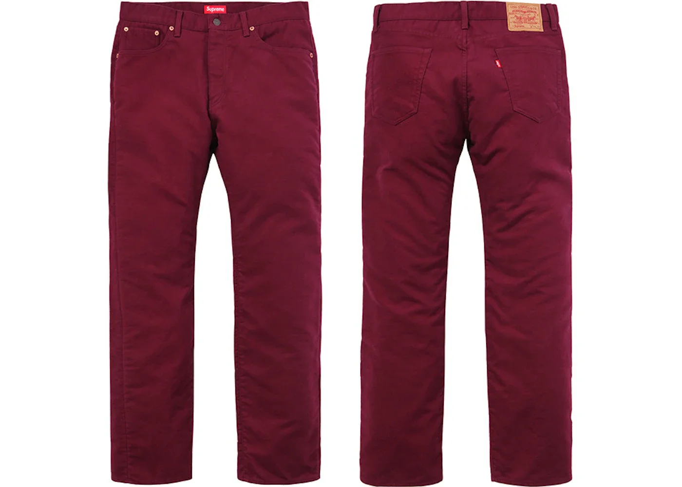 Supreme Levis Moleskin 505 Jean Burgundy - 1