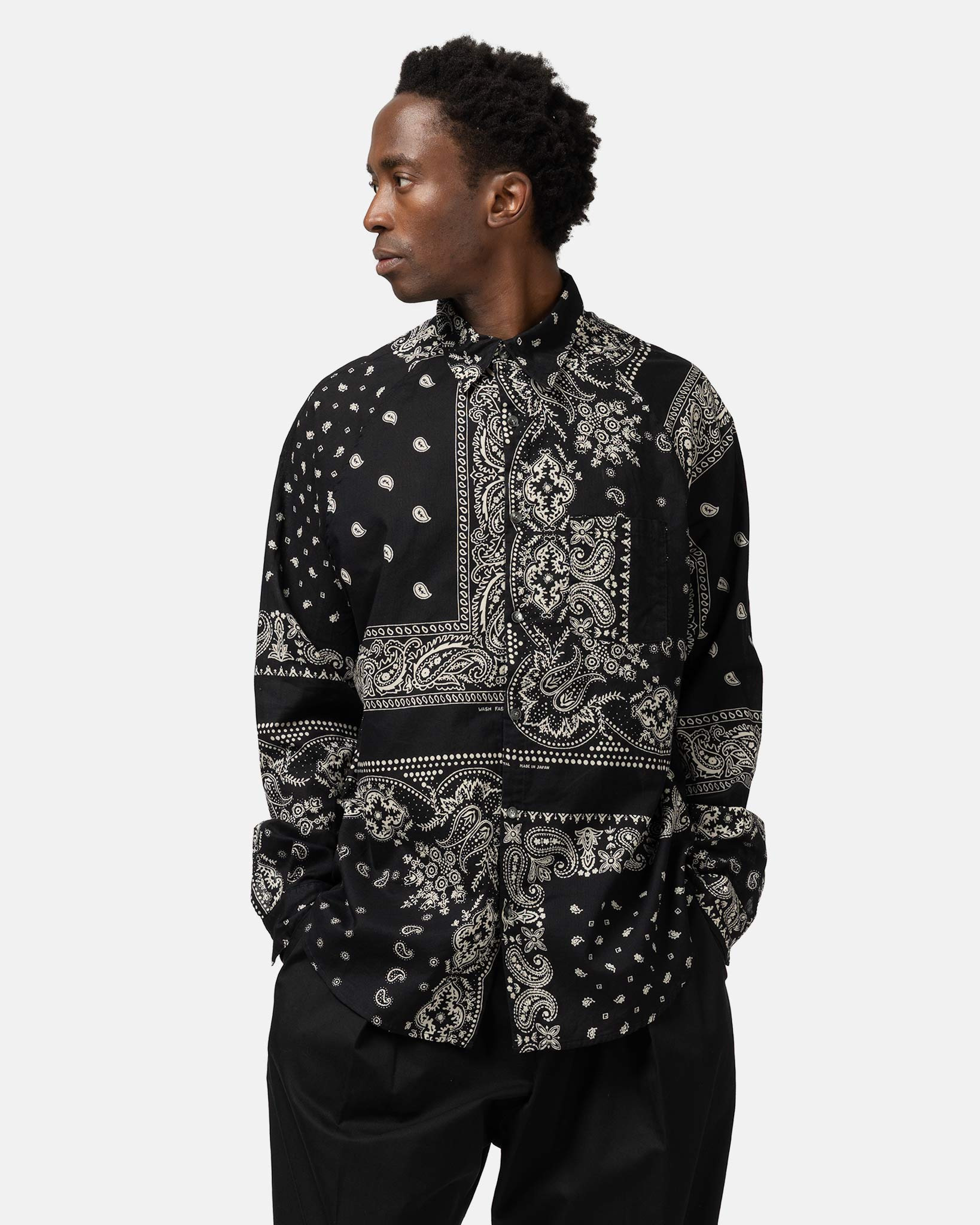 Gauze RAT BRAND Bandana Patchwork Raglan Shirt Black - 4
