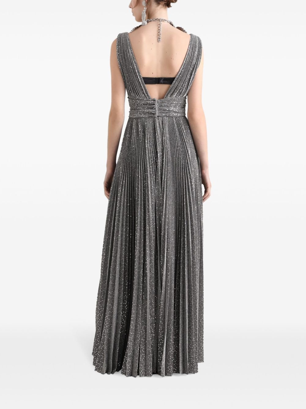 plissé-effect gown - 3