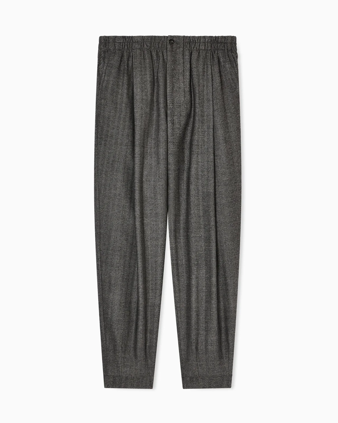 CHEVRON VIRGIN-WOOL AND CASHMERE SINGLE-PLEAT TROUSERS - 1