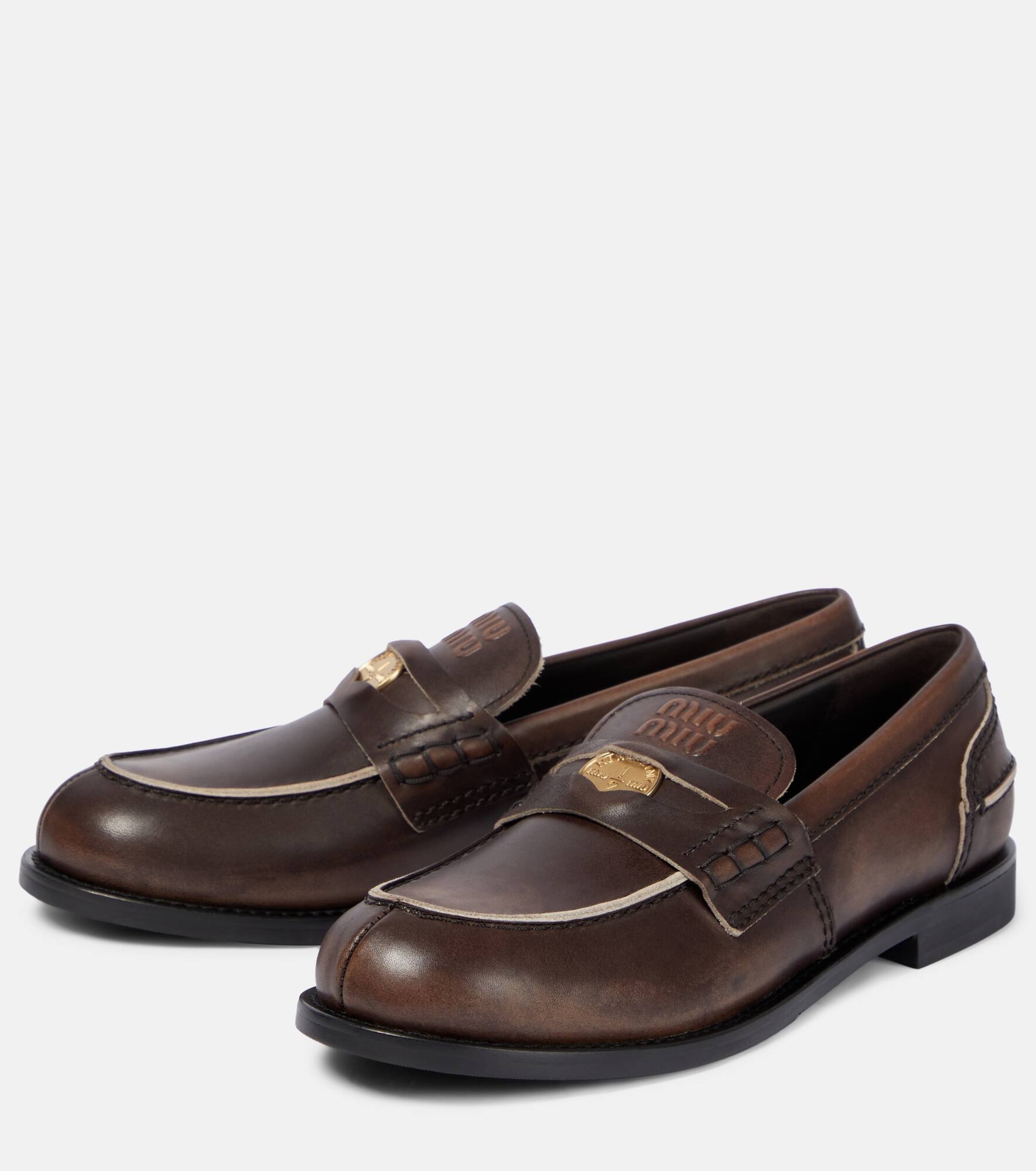 Embellished leather loafers - 4