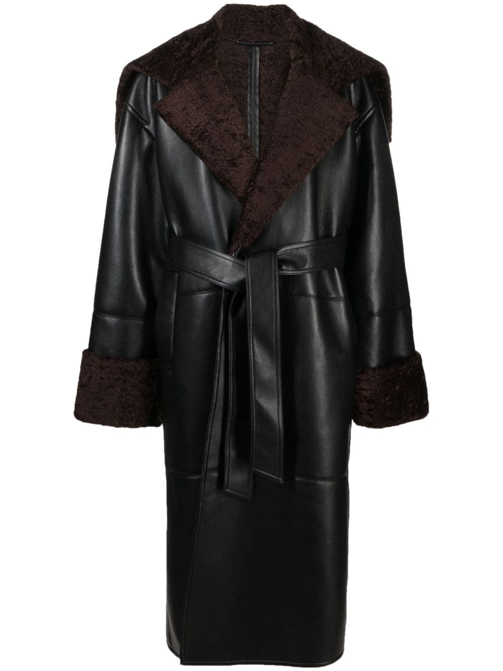 Alessi belted leather maxi coat - 1