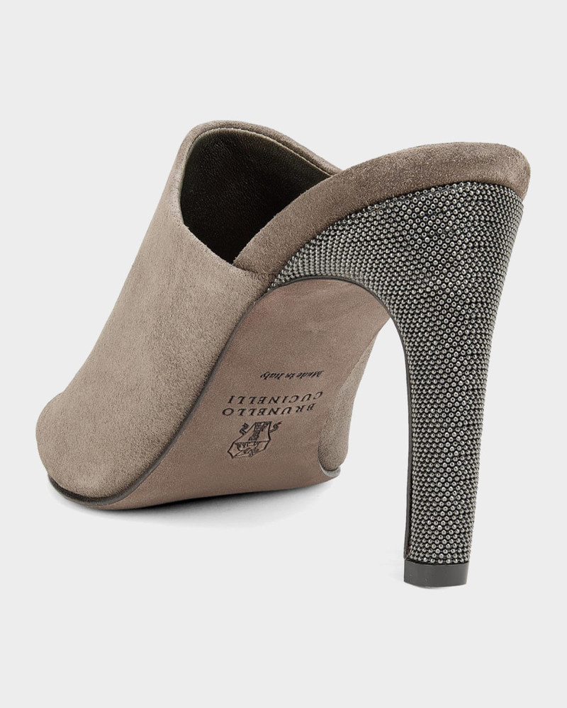 Brunello Cucinelli 80mm Monili Suede Mules outlook