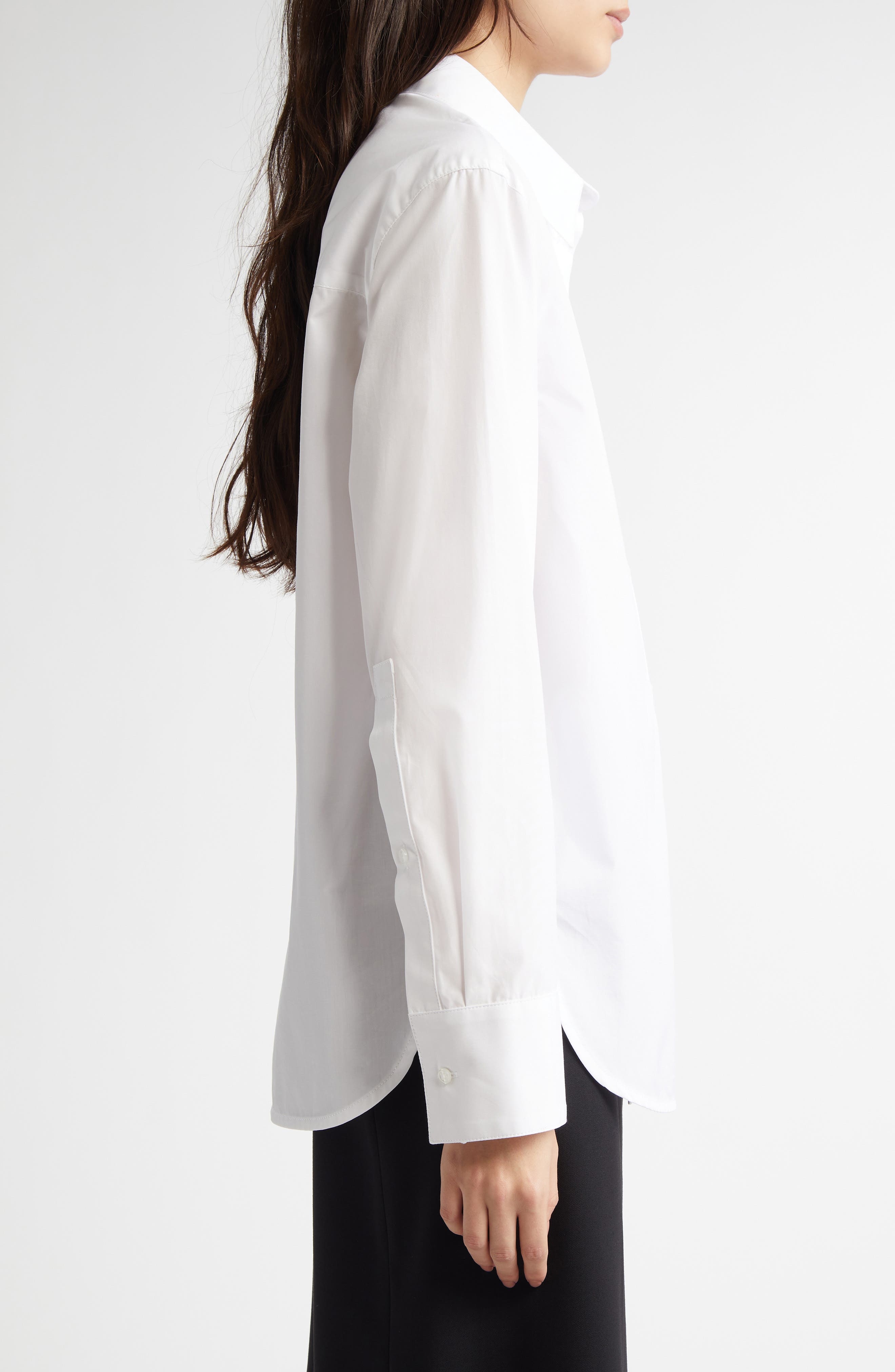 LOULOU DE SAISON Alim Cotton Poplin Button-Up Shirt in White at Nordstrom - 4