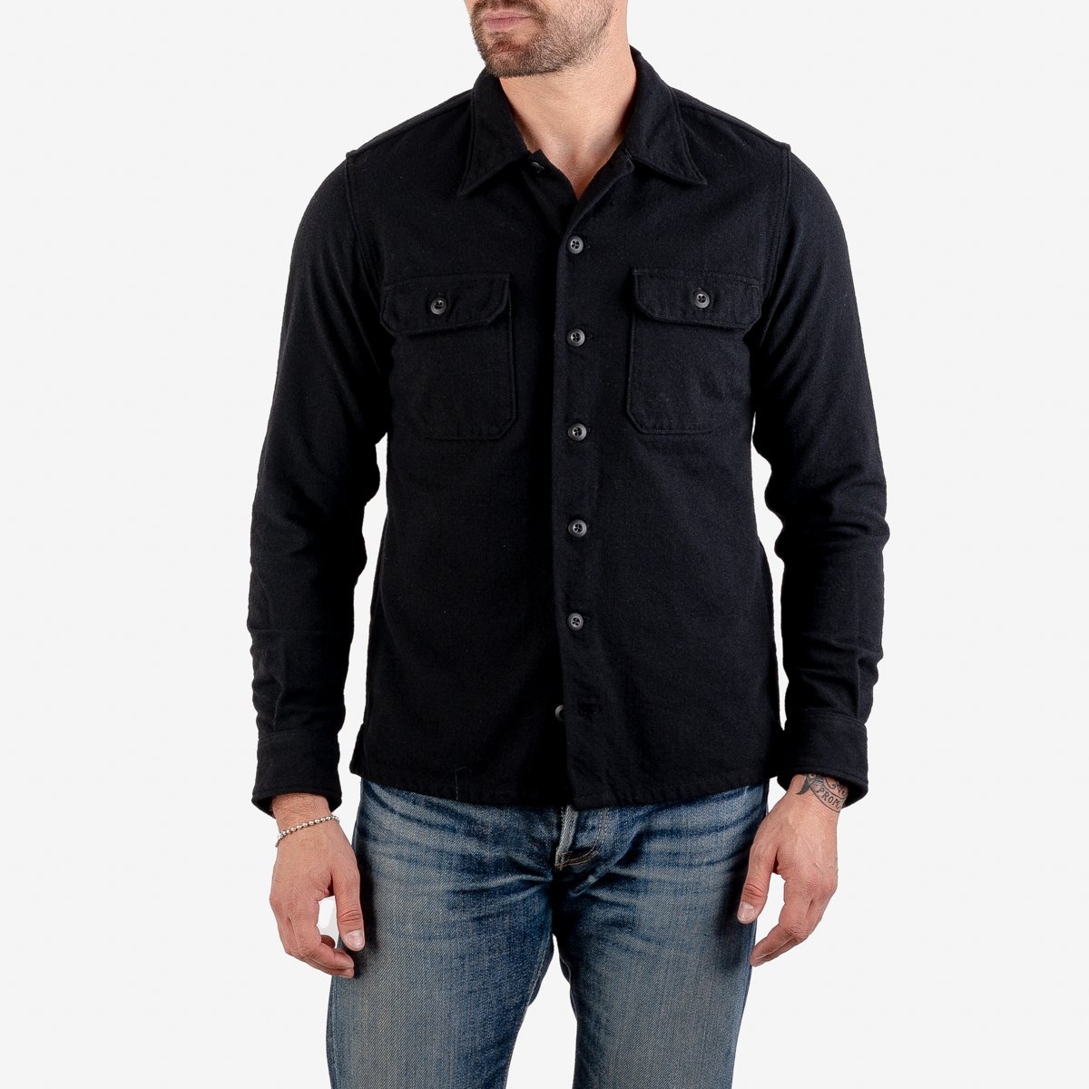 IHSH-346-BLK 10oz Recycled Nylon Mechanic Work Shirt - Black - 2
