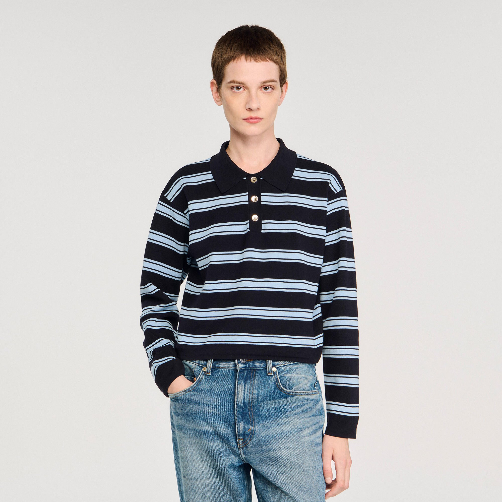 STRIPED POLO SWEATER - 4