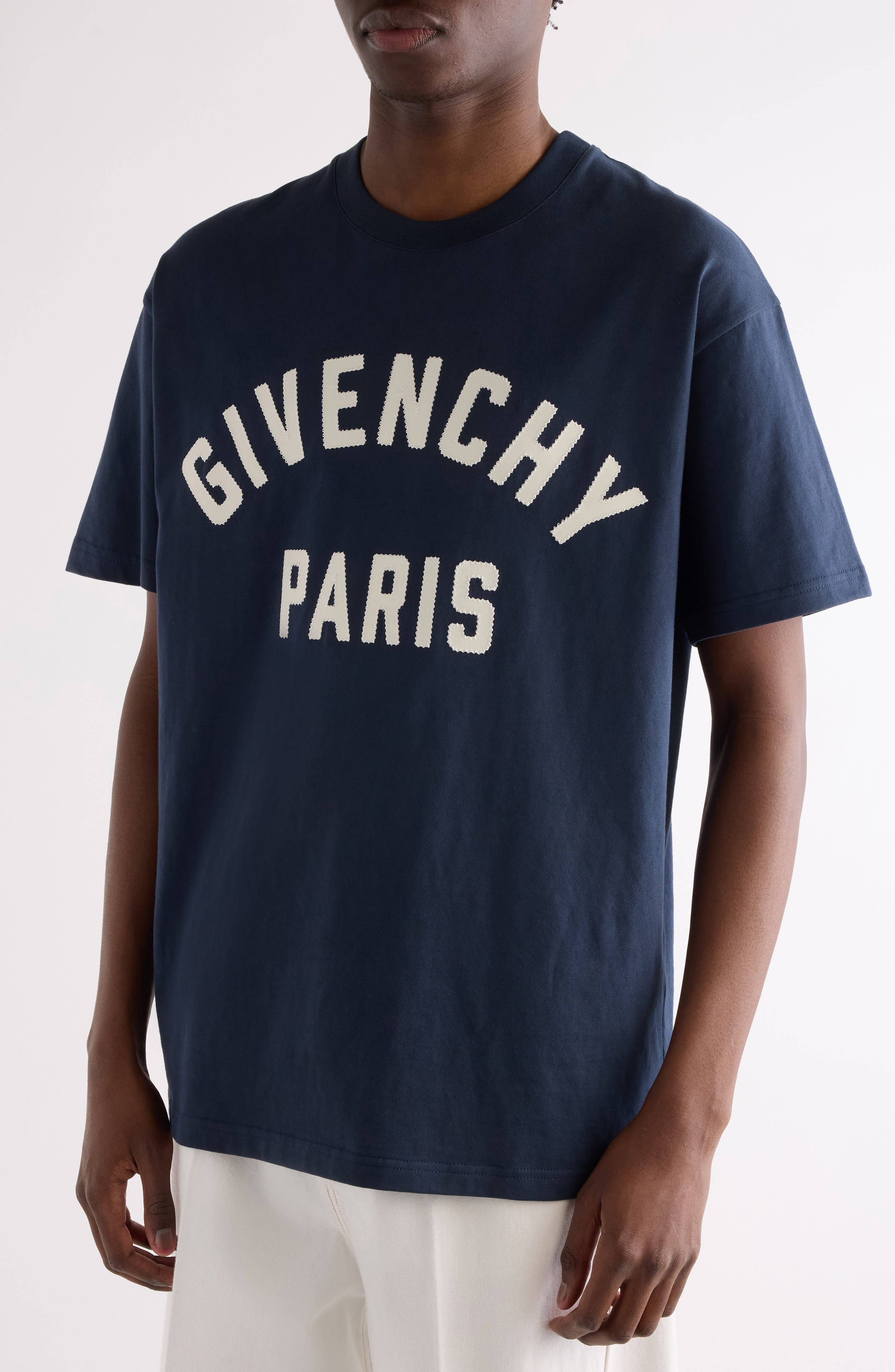 Givenchy Regular Fit Logo Patch T-Shirt in Navy/White at Nordstrom - 5