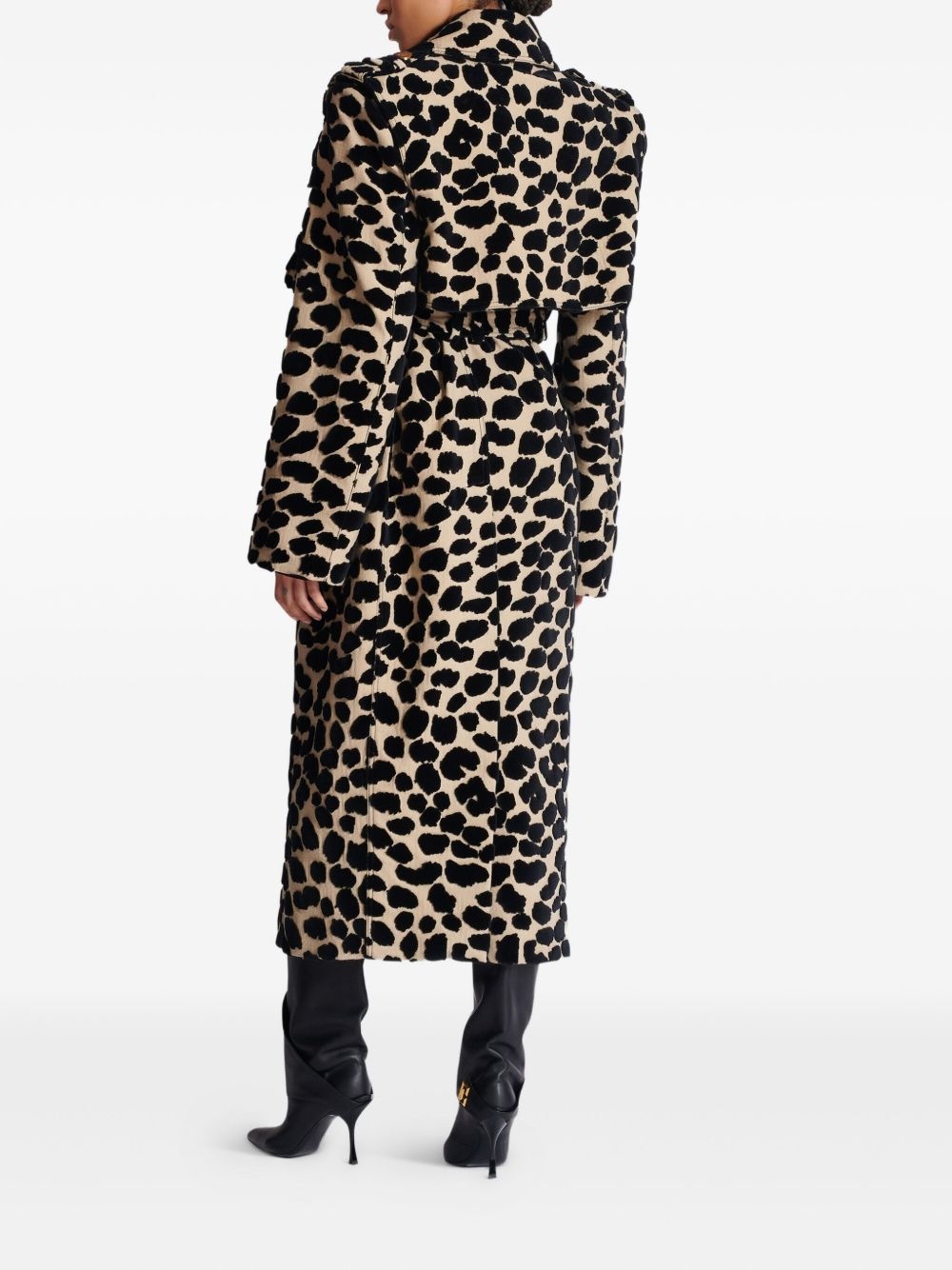 leopard-print belted trench coat - 3