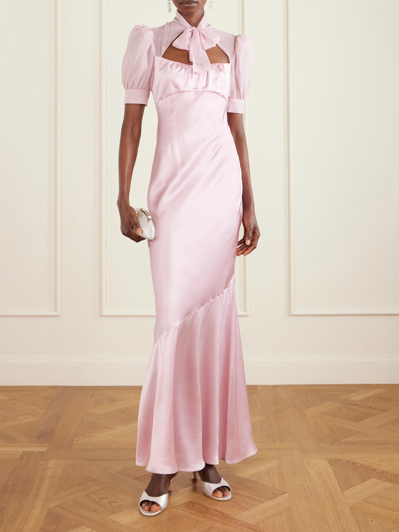 Alessandra Rich Pussy-bow Silk-satin And Georgette Gown outlook