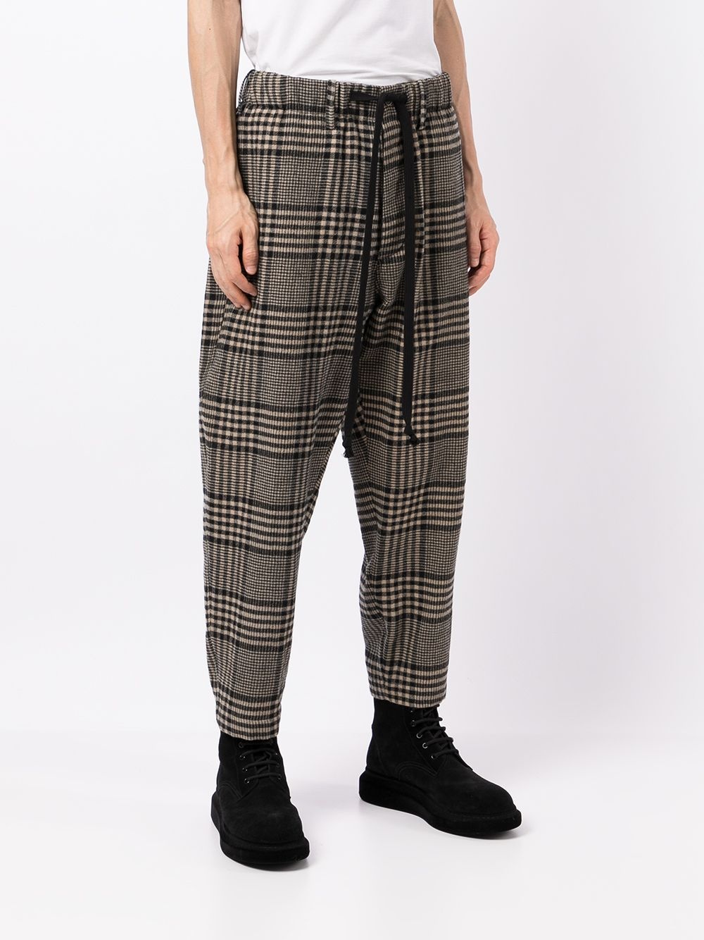 plaid-check print trousers - 3