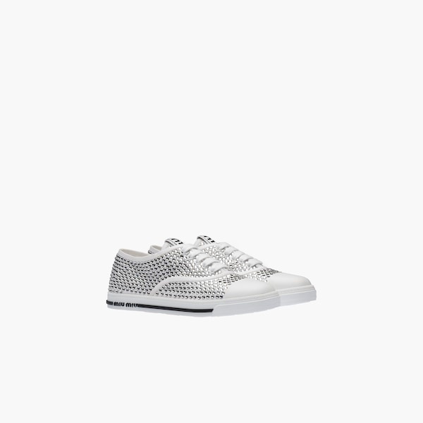 Crystal-studded gabardine cotton sneakers - 3