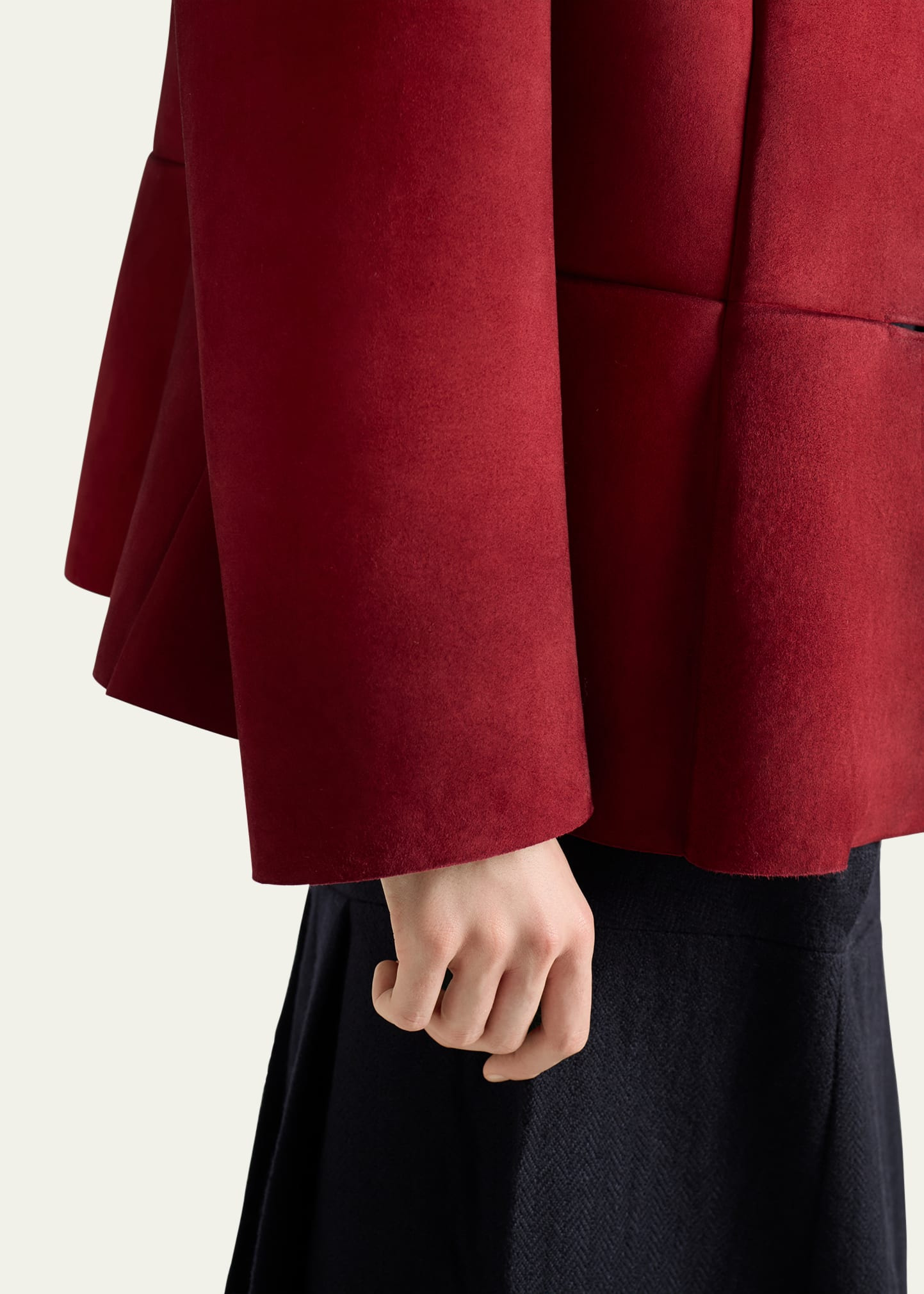 Suede Single-Breasted Coat With Scarf - 5