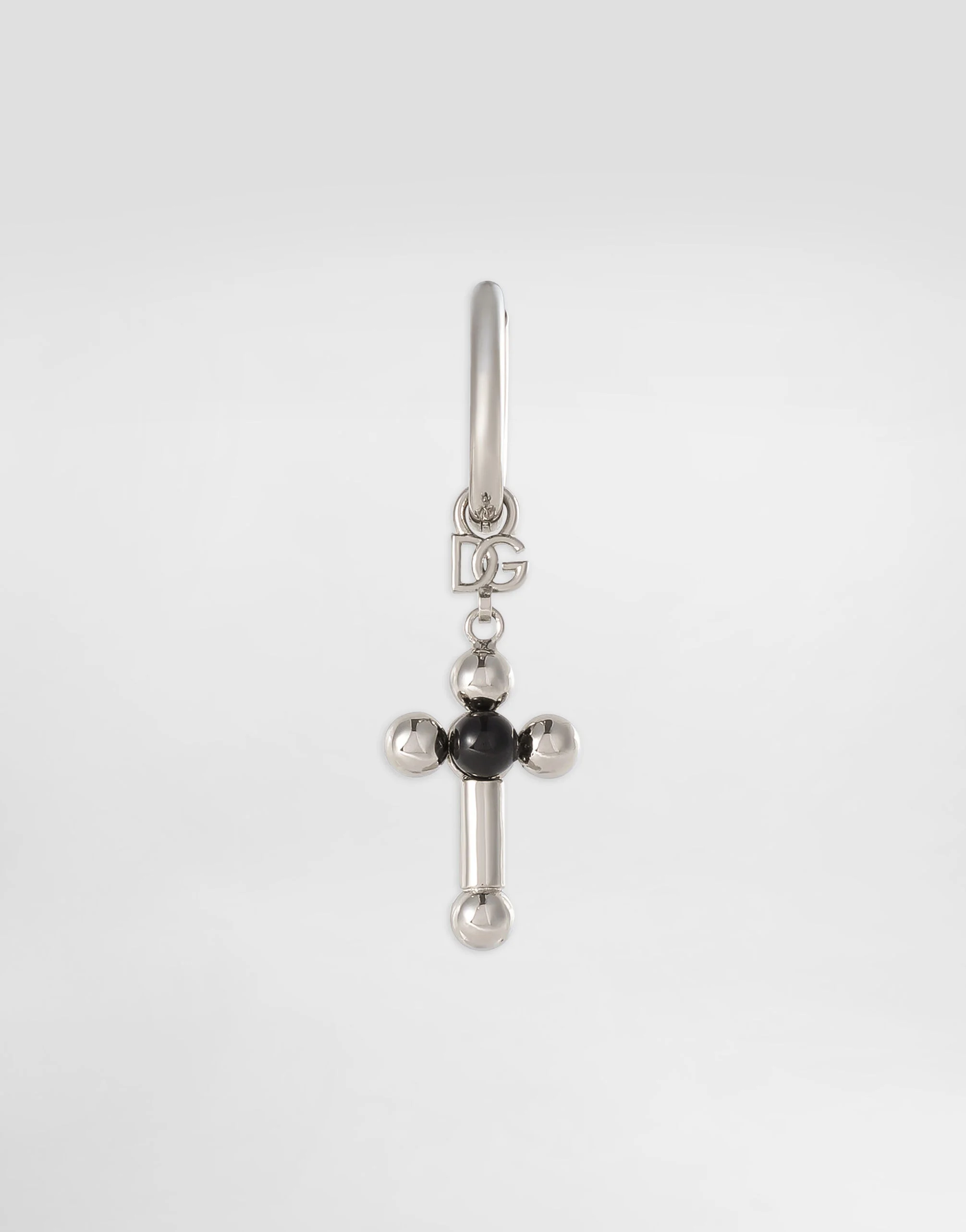 Creole single earring with pin and cross - 1