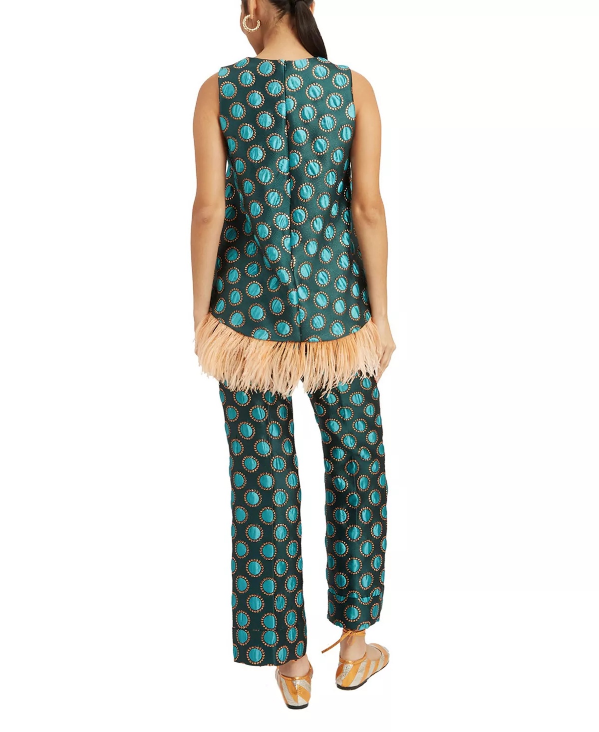 La Scala Top (With Feathers) Jacquard Winter Sun Emerald - 2