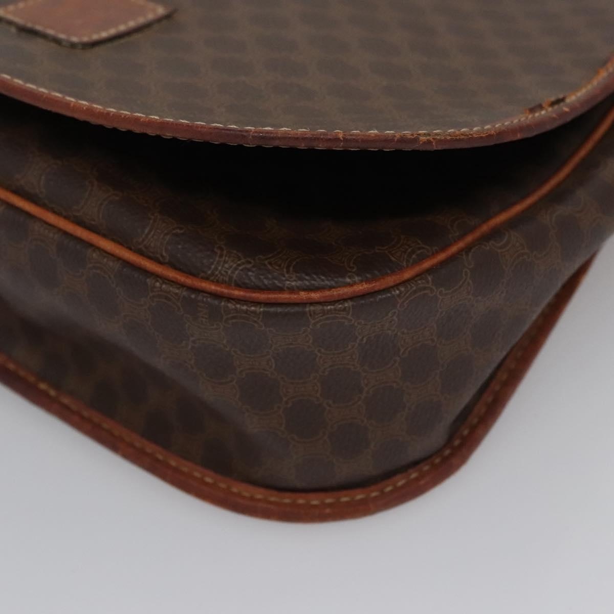 CELINE Macadam Canvas Shoulder Bag Pvc Leather Brown - 11