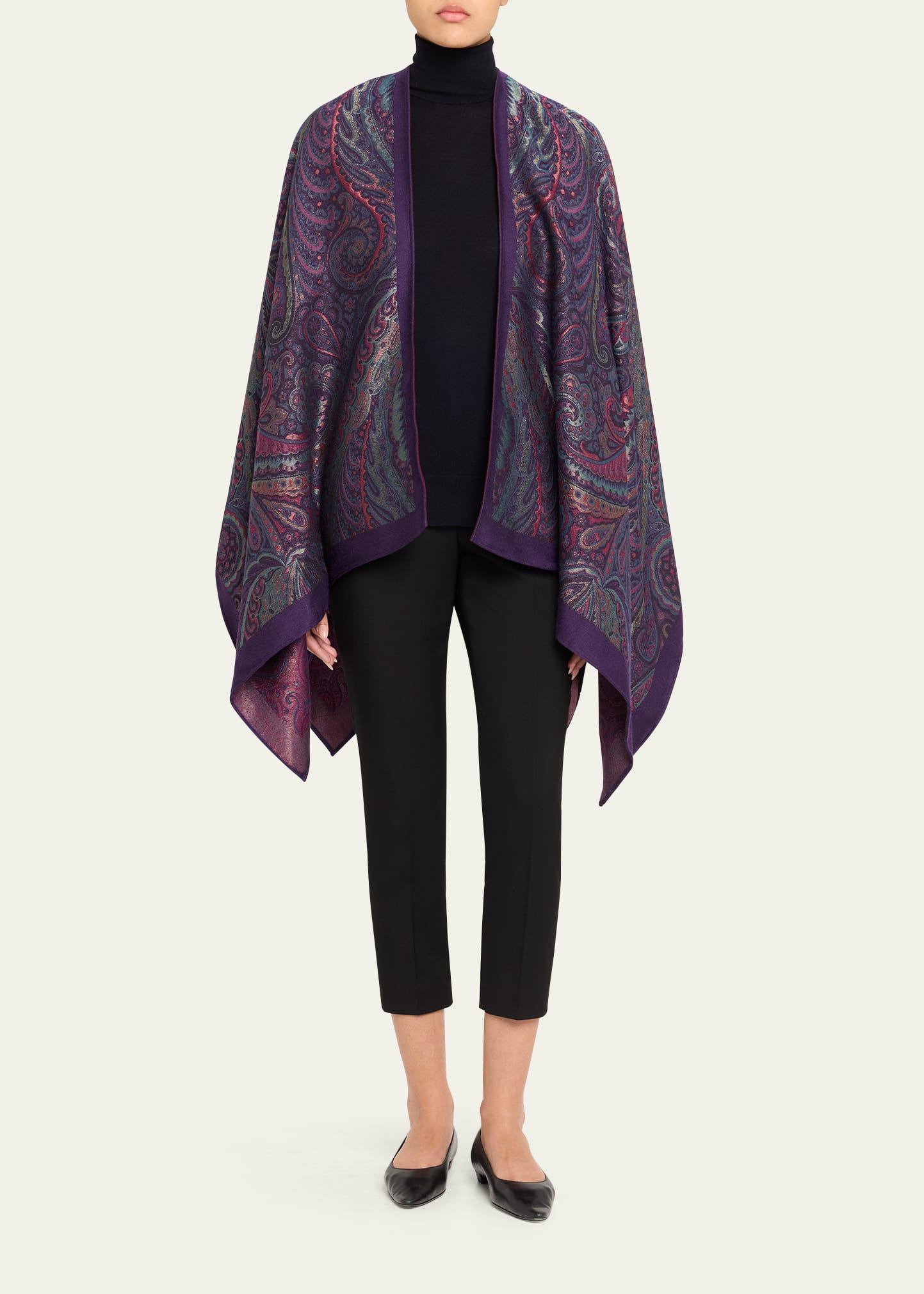 Wool-Blend Jacquard Cape - 2