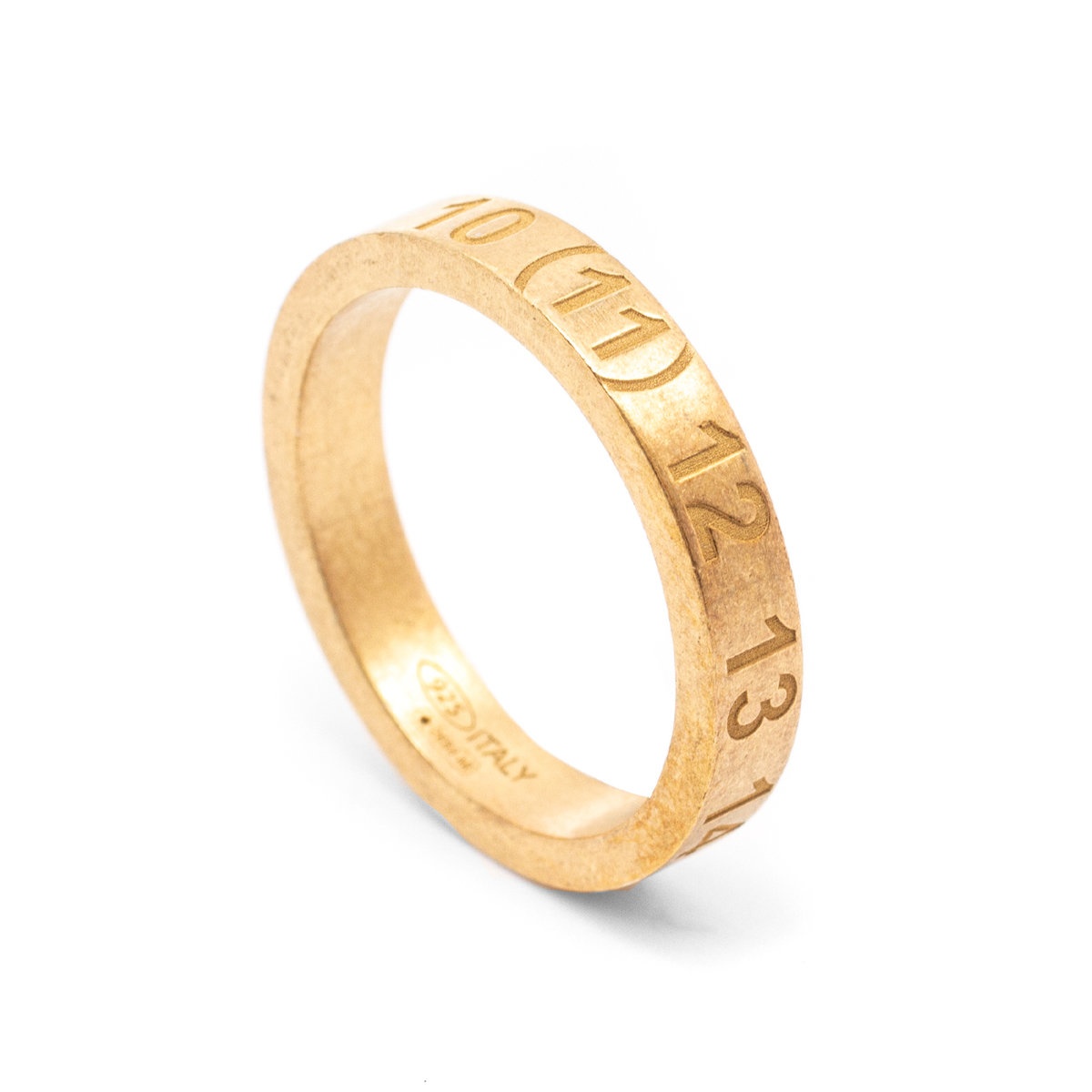 Semi-Polished Gold-Tone Slim Numbers Ring in Gold - 2