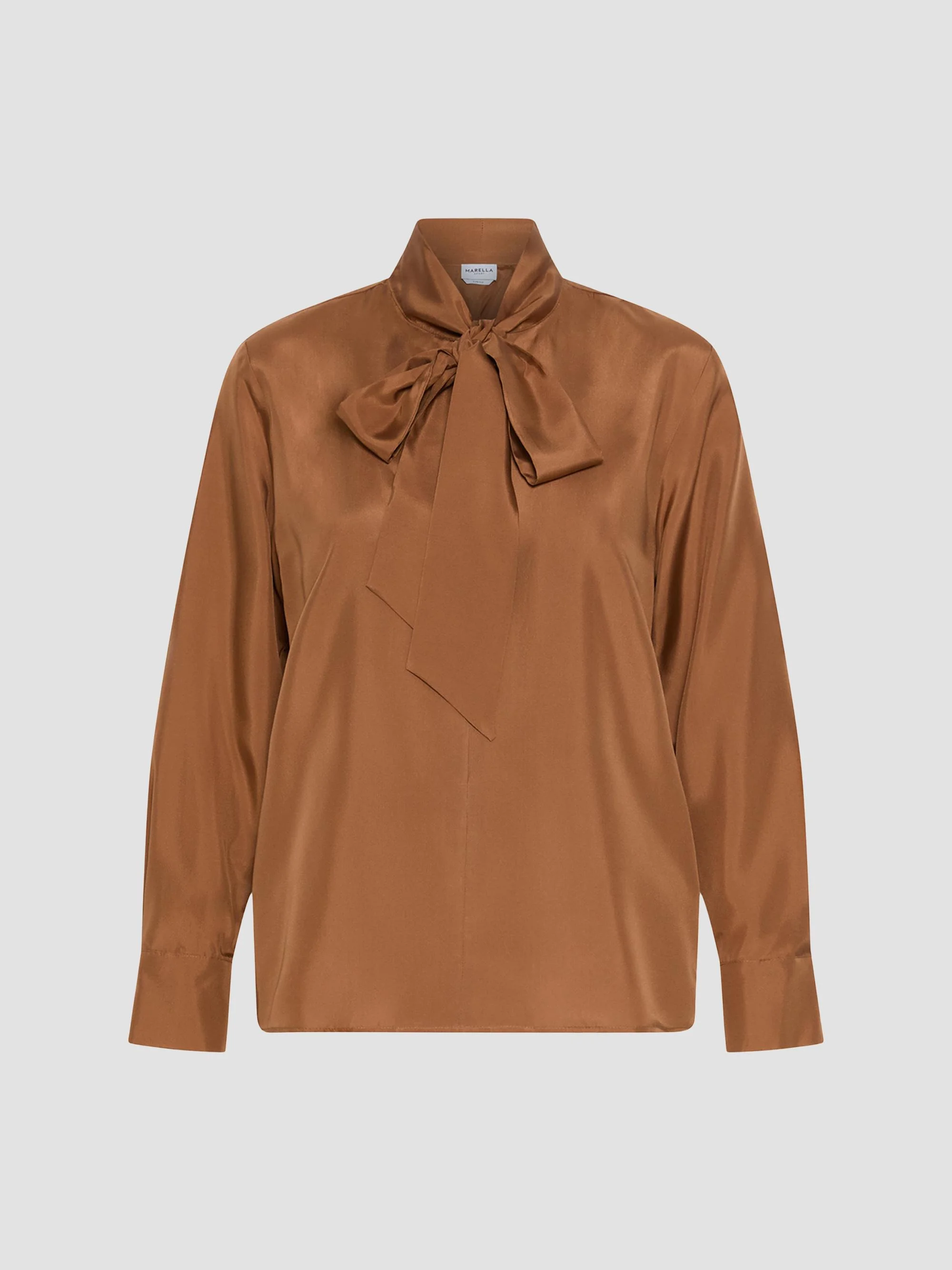 Women's Habutai Silk Shirt - Tobacco Brown - 1
