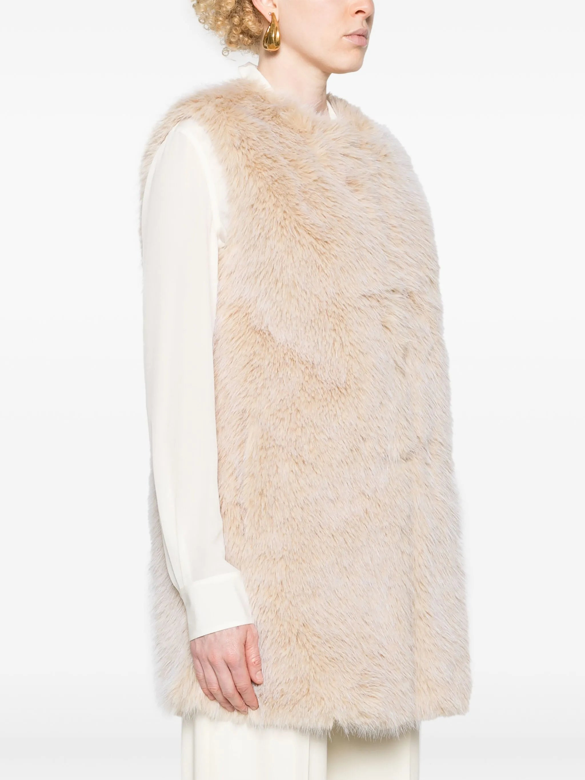 Herno Collarless Faux-fur Gilet - 4