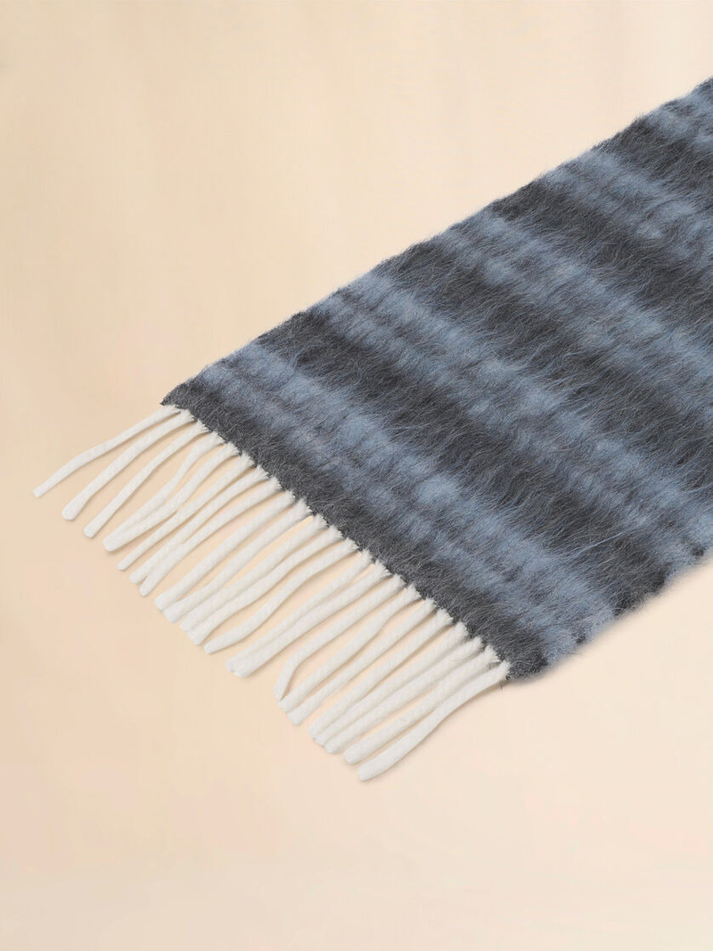 BLUE WOOL AND MOHAIR SCARF WITH STRIPED PATTERN 4