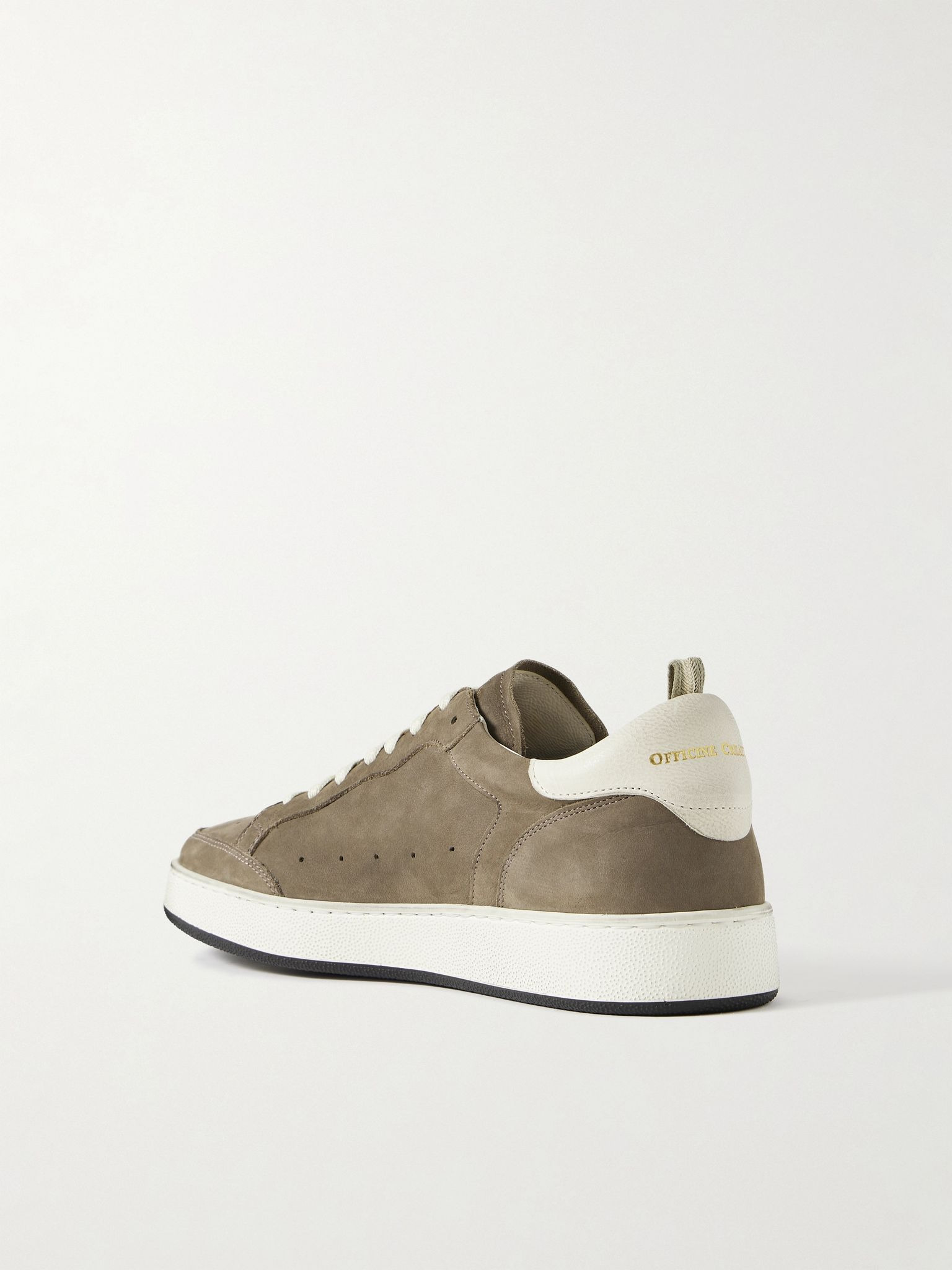 Answer 002 Leather-Trimmed Nubuck Sneakers Taupe - 4