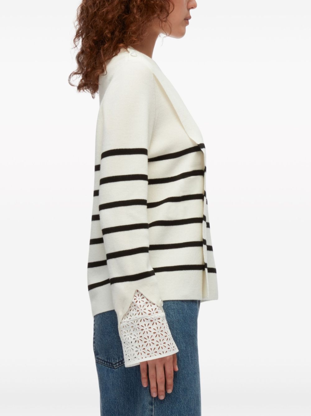 stripe-pattern wool jumper - 4